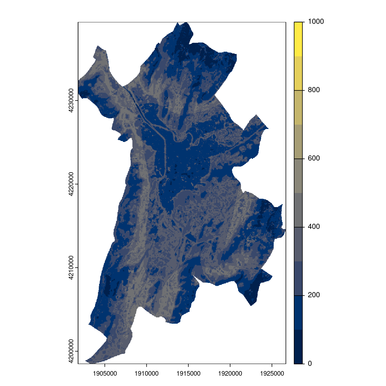 Projection des distributions potentielles contemporaine et futures jusqu'à l'horizon 2100 sous le scénario SSP5-8.5 (modèle d'ensemble, GCM IPSL).