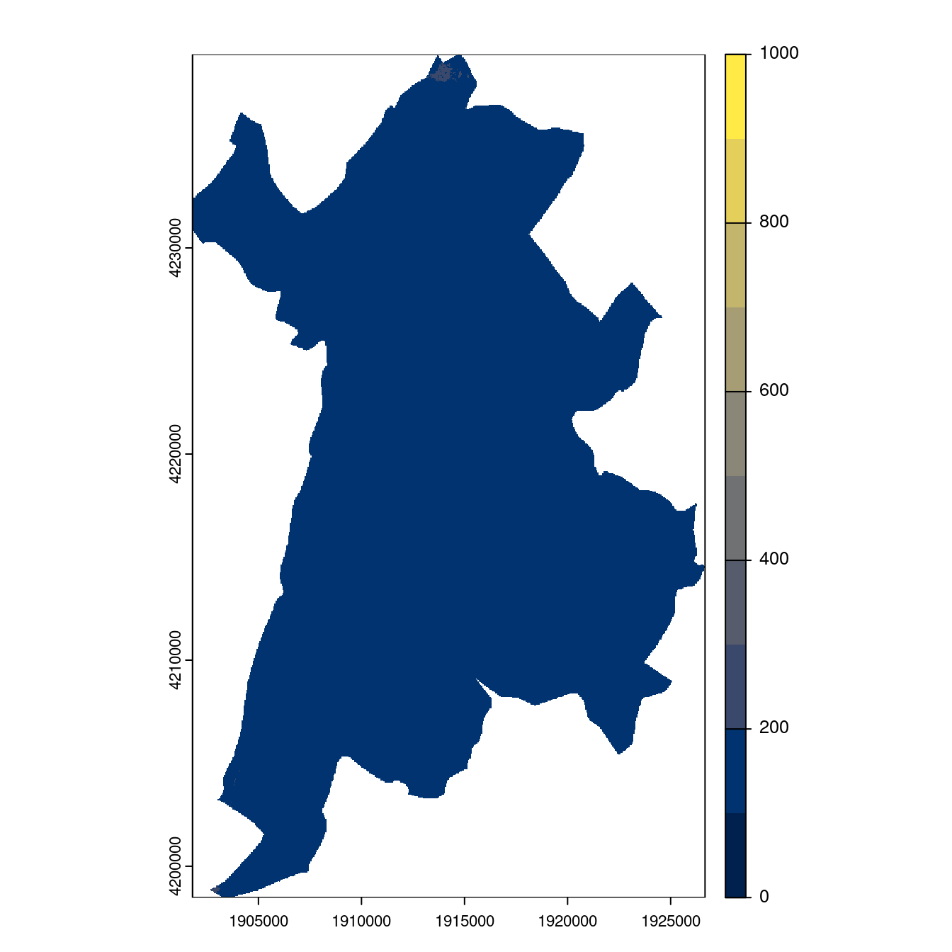 Projection des distributions potentielles contemporaine et futures jusqu'à l'horizon 2100 sous le scénario SSP5-8.5 (modèle d'ensemble, GCM IPSL).