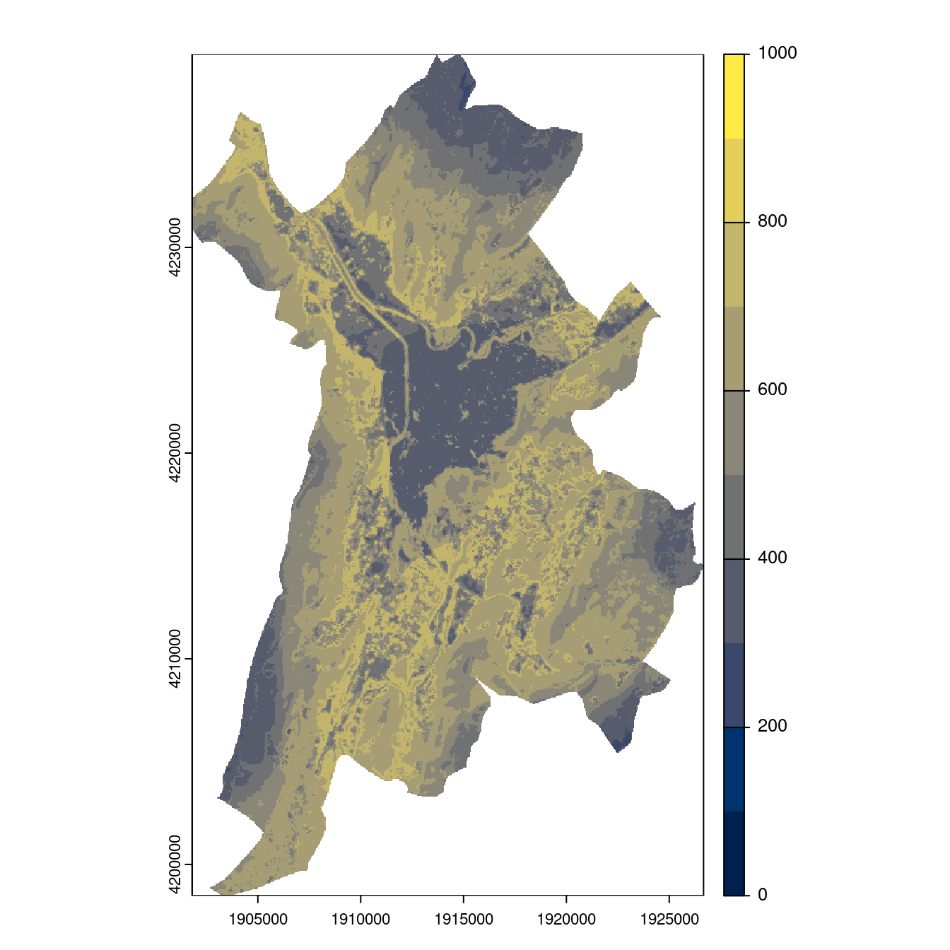 Projection des distributions potentielles contemporaine et futures jusqu'à l'horizon 2100 sous le scénario SSP5-8.5 (modèle d'ensemble, GCM IPSL).