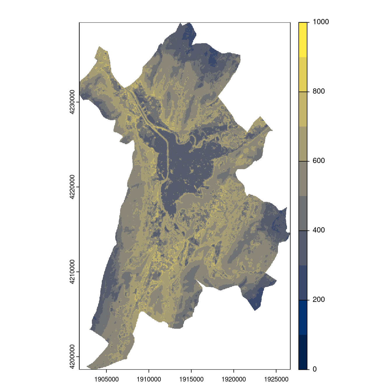 Projection des distributions potentielles contemporaine et futures jusqu'à l'horizon 2100 sous le scénario SSP5-8.5 (modèle d'ensemble, GCM IPSL).