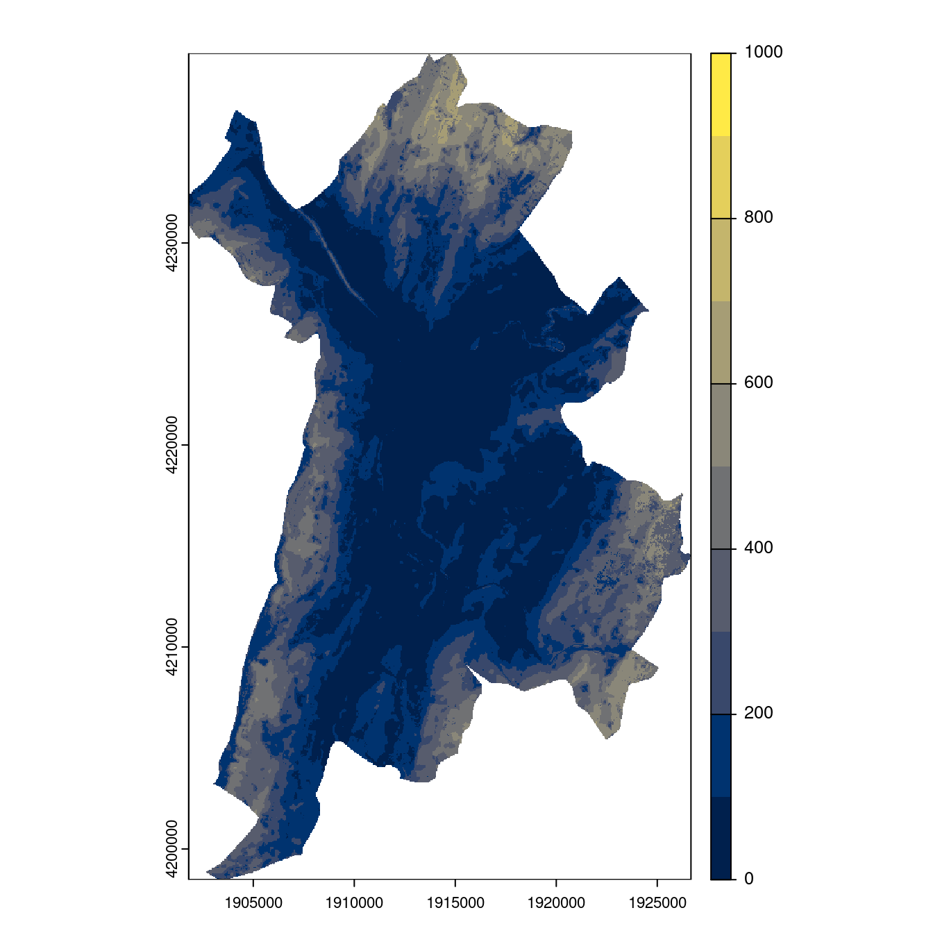 Projection des distributions potentielles contemporaine et futures jusqu'à l'horizon 2100 sous le scénario SSP5-8.5 (modèle d'ensemble, GCM IPSL).