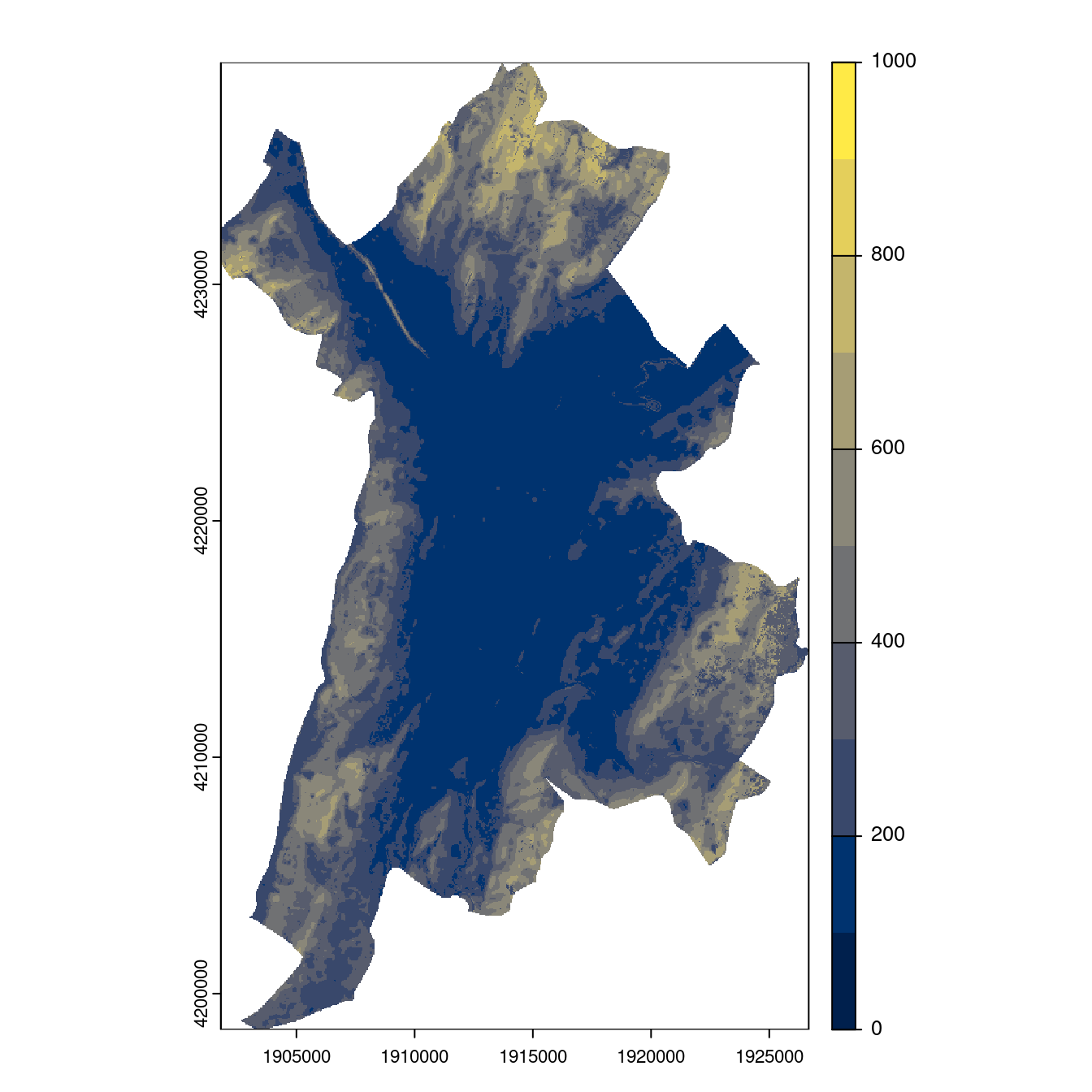 Projection des distributions potentielles contemporaine et futures jusqu'à l'horizon 2100 sous le scénario SSP5-8.5 (modèle d'ensemble, GCM IPSL).