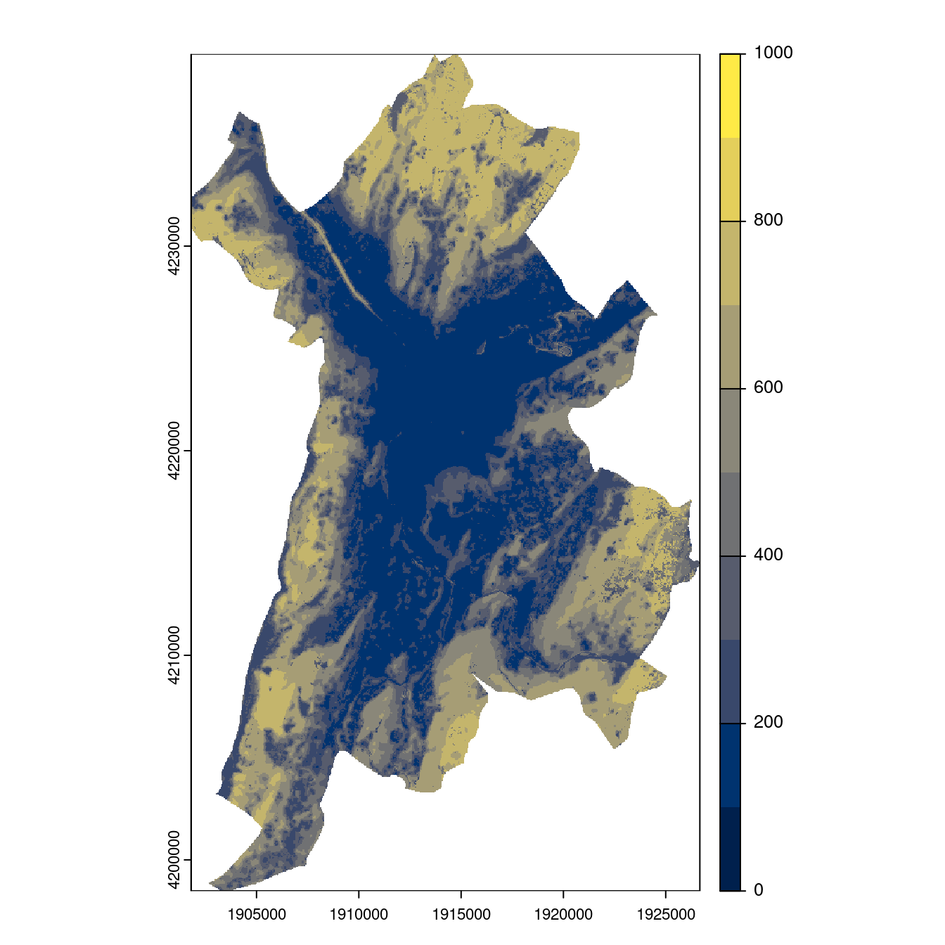 Projection des distributions potentielles contemporaine et futures jusqu'à l'horizon 2100 sous le scénario SSP5-8.5 (modèle d'ensemble, GCM IPSL).