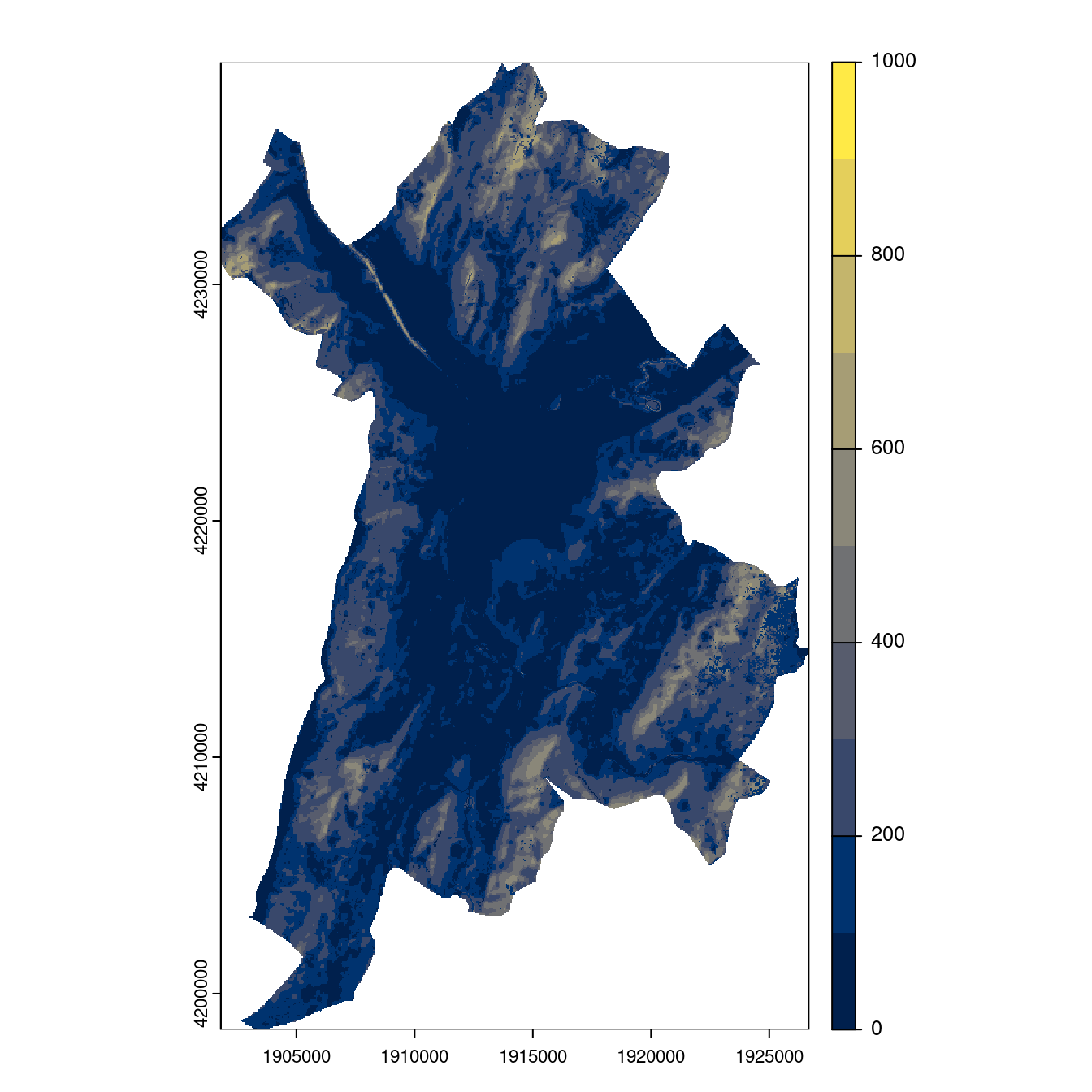 Projection des distributions potentielles contemporaine et futures jusqu'à l'horizon 2100 sous le scénario SSP5-8.5 (modèle d'ensemble, GCM IPSL).