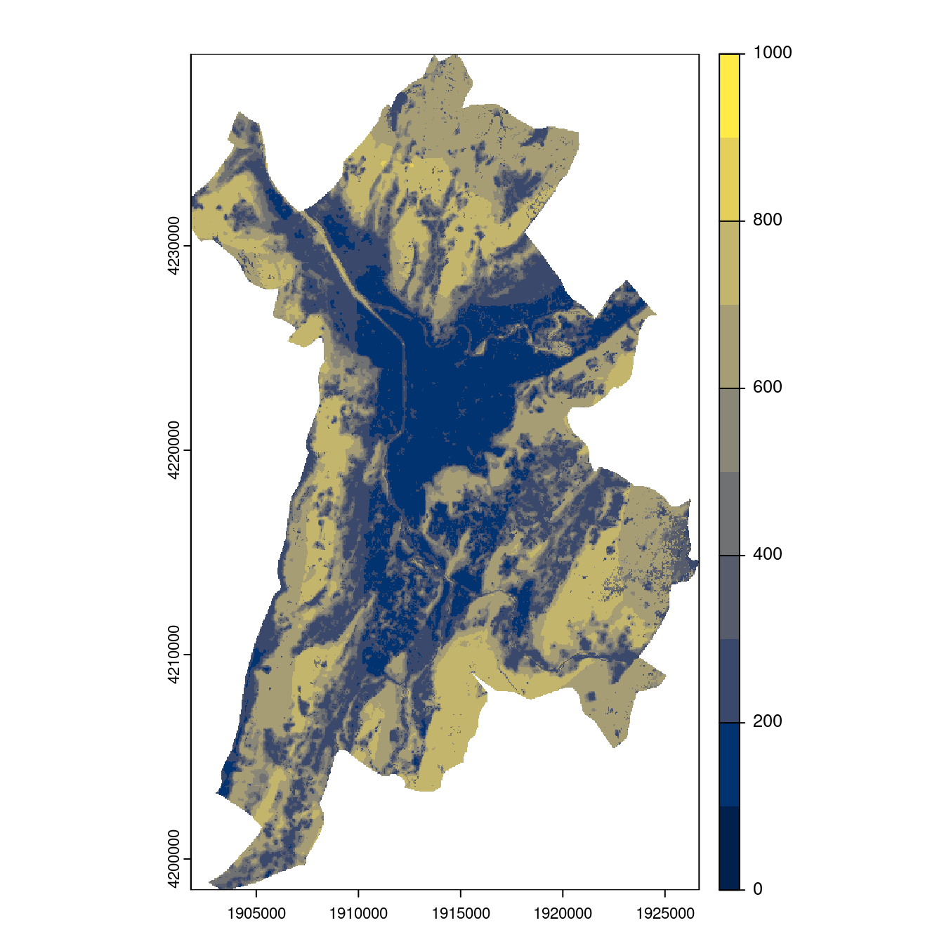 Projection des distributions potentielles contemporaine et futures jusqu'à l'horizon 2100 sous le scénario SSP5-8.5 (modèle d'ensemble, GCM IPSL).