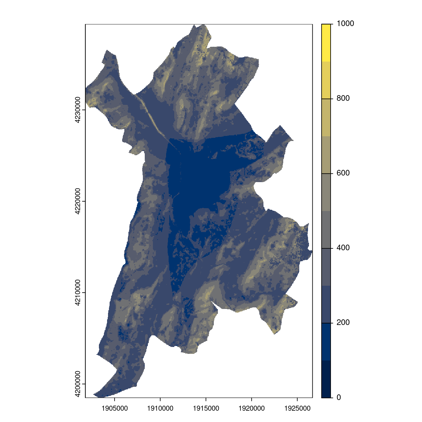 Projection des distributions potentielles contemporaine et futures jusqu'à l'horizon 2100 sous le scénario SSP5-8.5 (modèle d'ensemble, GCM IPSL).