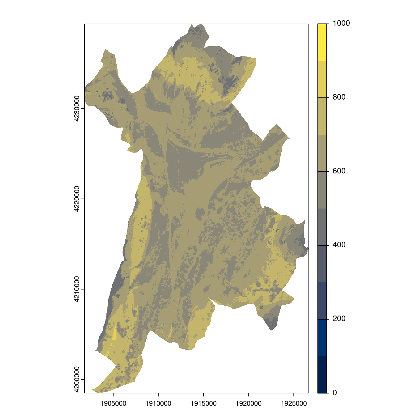 Projection des distributions potentielles contemporaine et futures jusqu'à l'horizon 2100 sous le scénario SSP5-8.5 (modèle d'ensemble, GCM IPSL).