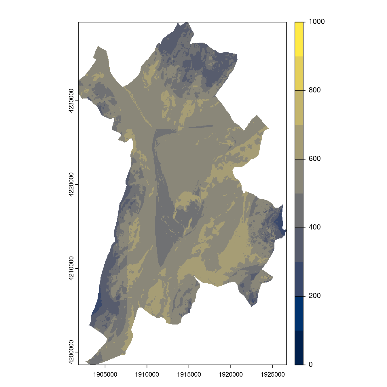 Projection des distributions potentielles contemporaine et futures jusqu'à l'horizon 2100 sous le scénario SSP5-8.5 (modèle d'ensemble, GCM IPSL).