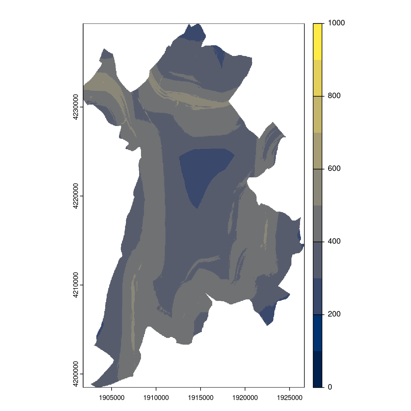 Projection des distributions potentielles contemporaine et futures jusqu'à l'horizon 2100 sous le scénario SSP5-8.5 (modèle d'ensemble, GCM IPSL).