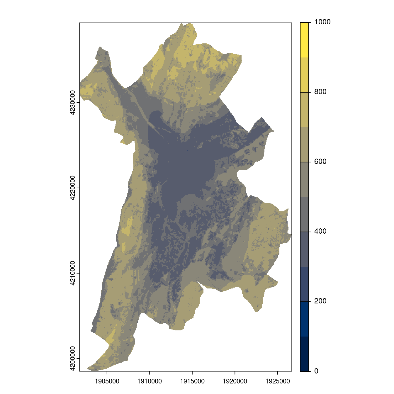 Projection des distributions potentielles contemporaine et futures jusqu'à l'horizon 2100 sous le scénario SSP5-8.5 (modèle d'ensemble, GCM IPSL).
