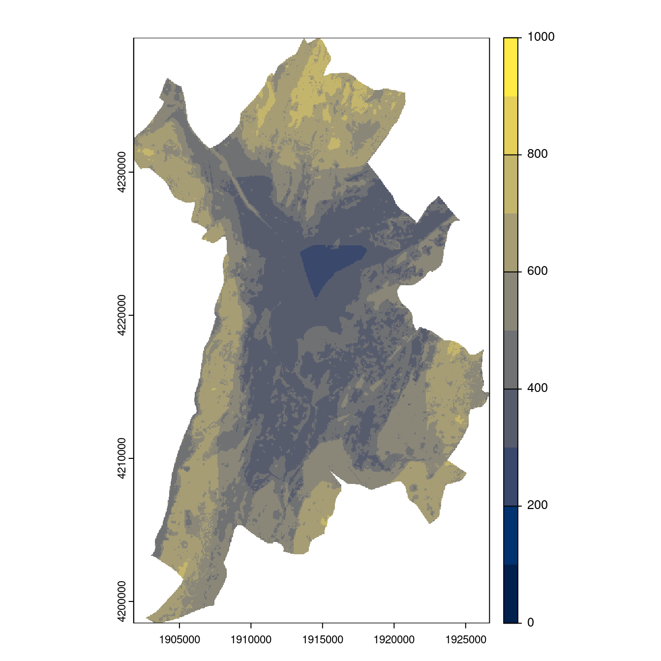 Projection des distributions potentielles contemporaine et futures jusqu'à l'horizon 2100 sous le scénario SSP5-8.5 (modèle d'ensemble, GCM IPSL).