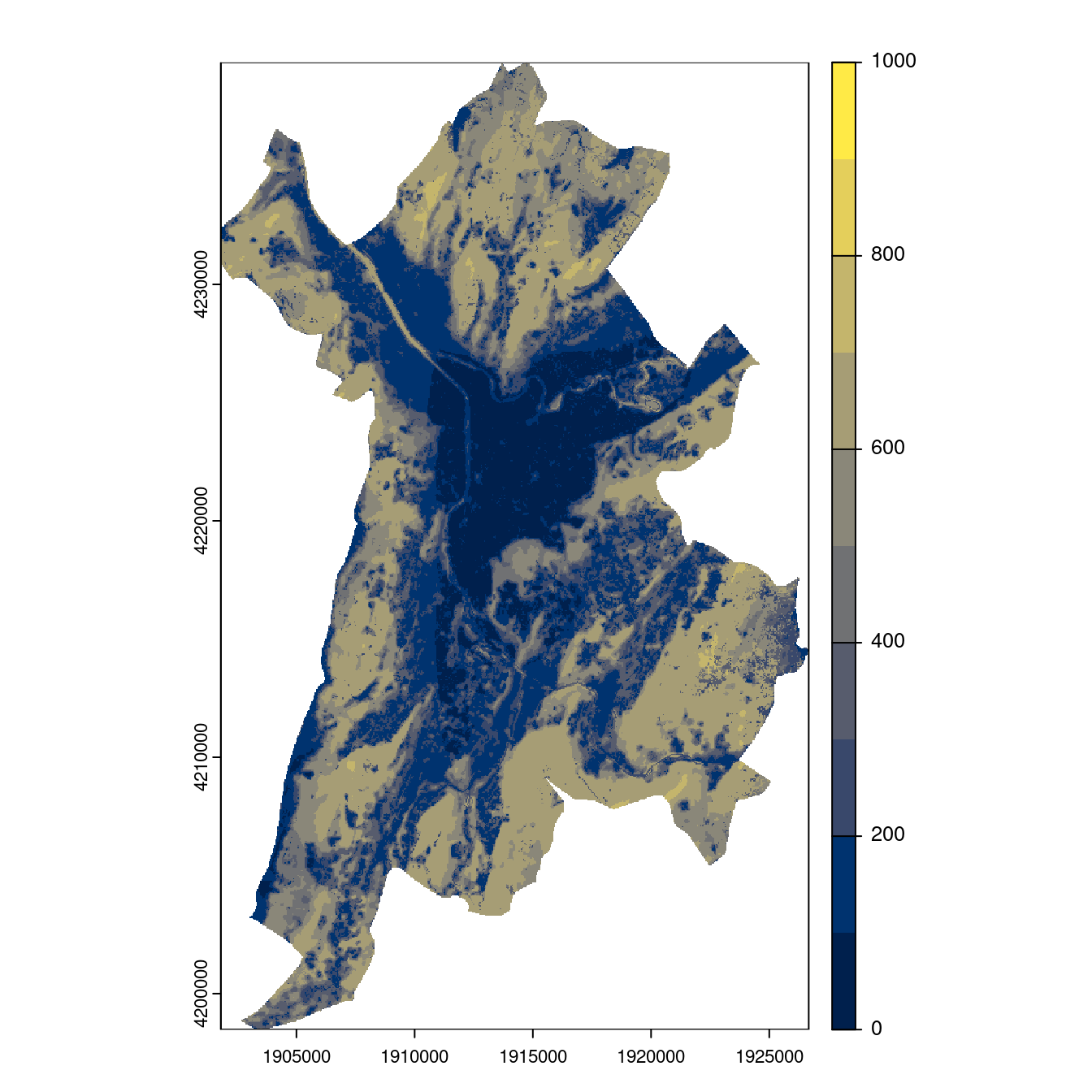 Projection des distributions potentielles contemporaine et futures jusqu'à l'horizon 2100 sous le scénario SSP5-8.5 (modèle d'ensemble, GCM IPSL).