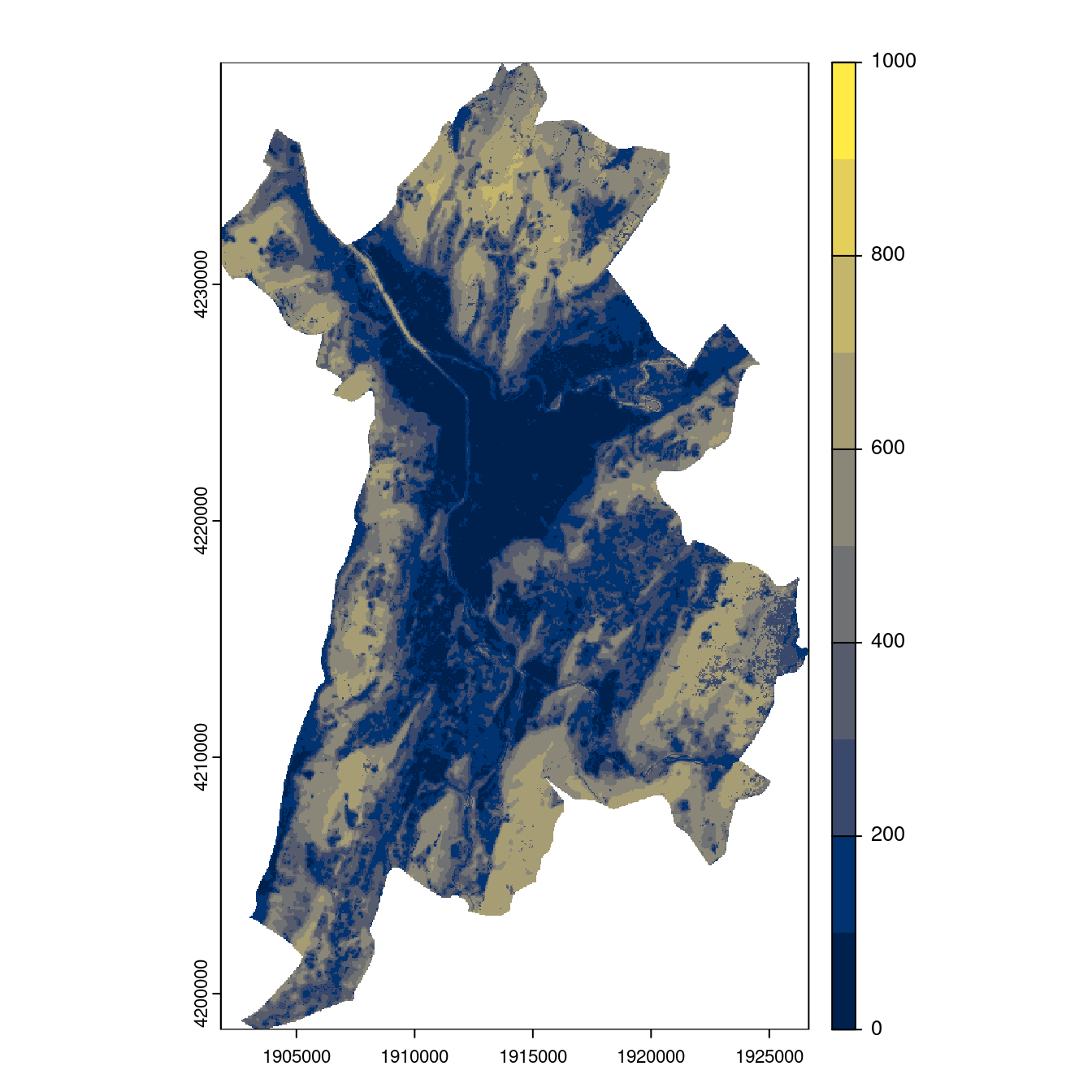 Projection des distributions potentielles contemporaine et futures jusqu'à l'horizon 2100 sous le scénario SSP5-8.5 (modèle d'ensemble, GCM IPSL).