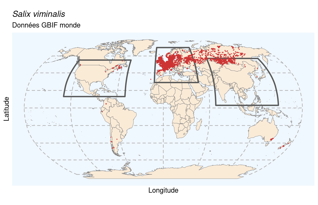 Occurrences de Salix viminalis dans le monde.