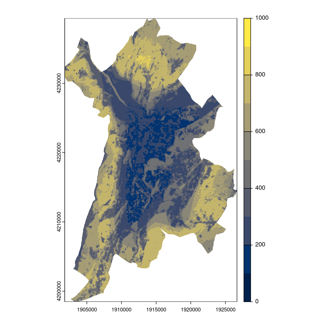Projection des distributions potentielles contemporaine et futures jusqu'à l'horizon 2100 sous le scénario SSP5-8.5 (modèle d'ensemble, GCM IPSL).
