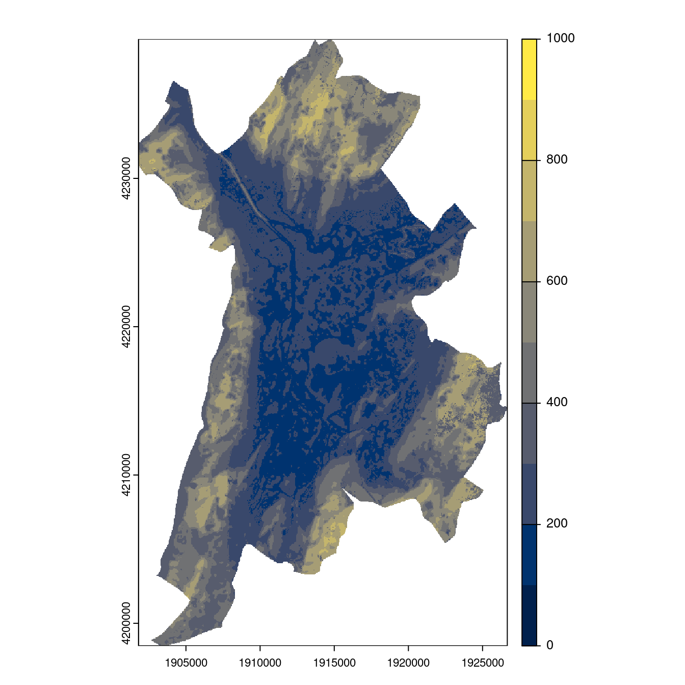 Projection des distributions potentielles contemporaine et futures jusqu'à l'horizon 2100 sous le scénario SSP5-8.5 (modèle d'ensemble, GCM IPSL).