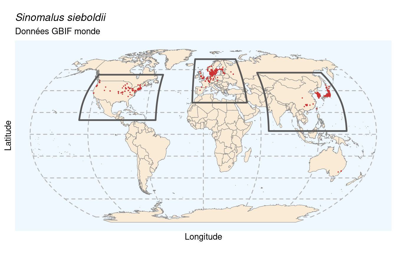 Occurrences de Sinomalus sieboldii dans le monde.