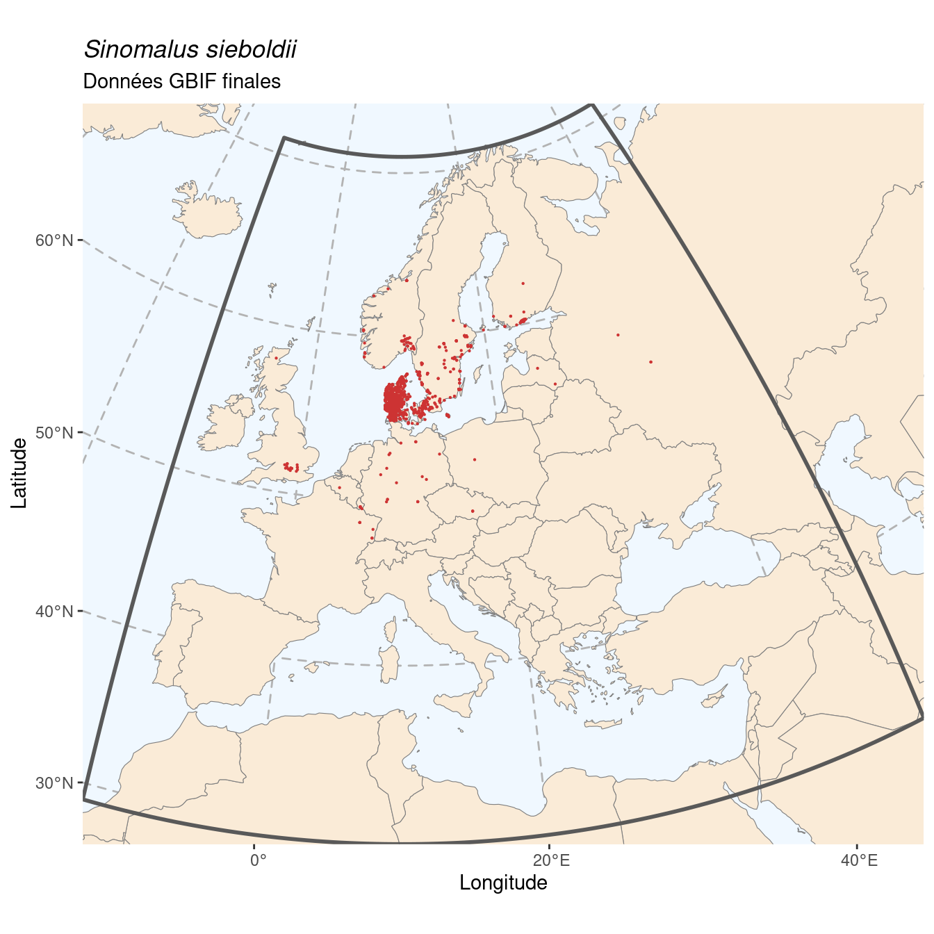 Occurrence de Sinomalus sieboldii dans la région d'endémisme après sous-échantillonnage éventuel.