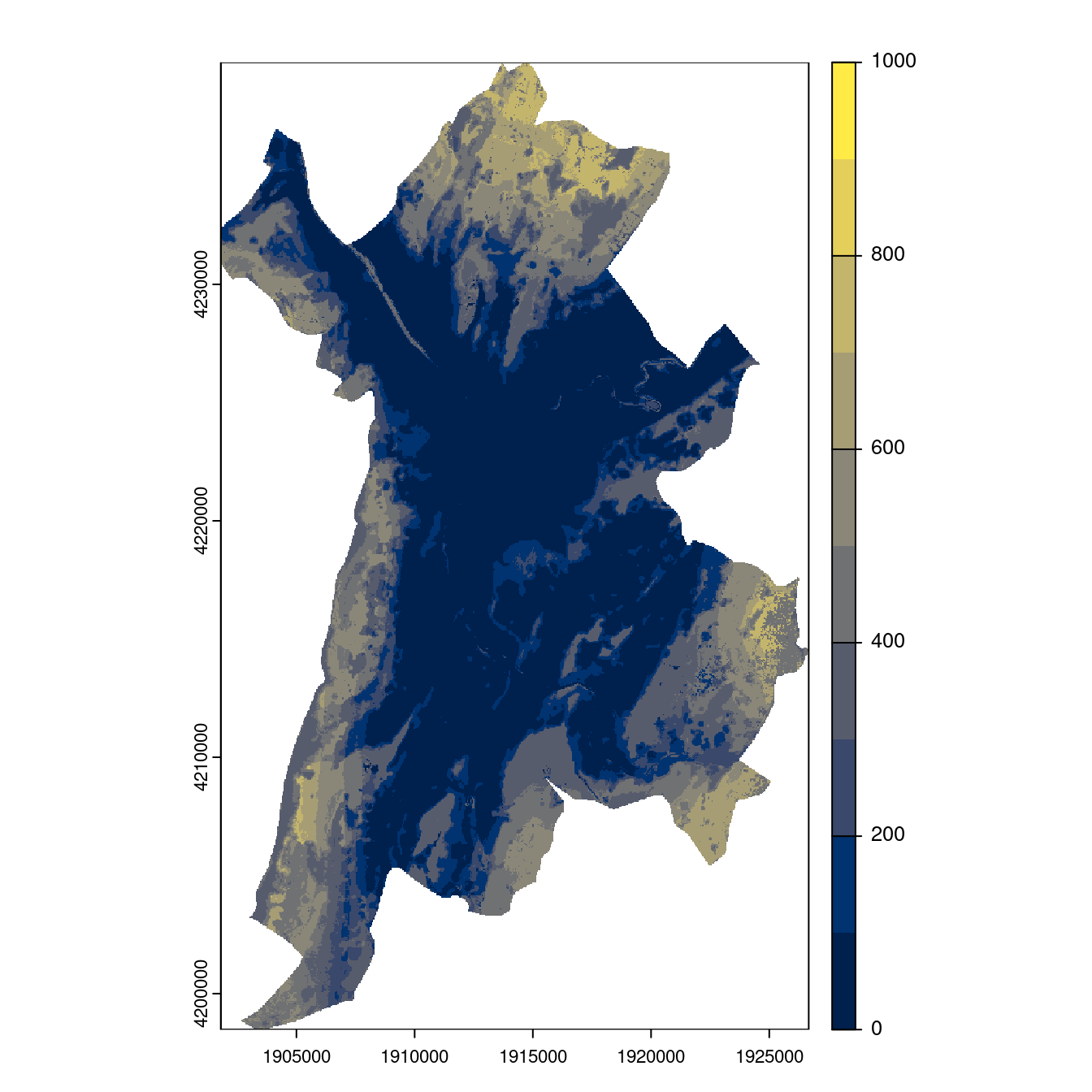 Projection des distributions potentielles contemporaine et futures jusqu'à l'horizon 2100 sous le scénario SSP5-8.5 (modèle d'ensemble, GCM IPSL).