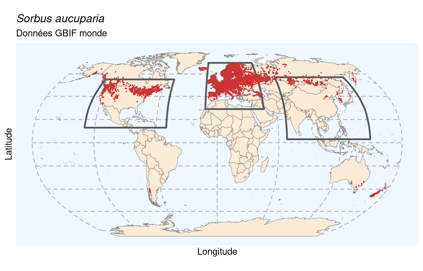 Occurrences de Sorbus aucuparia dans le monde.