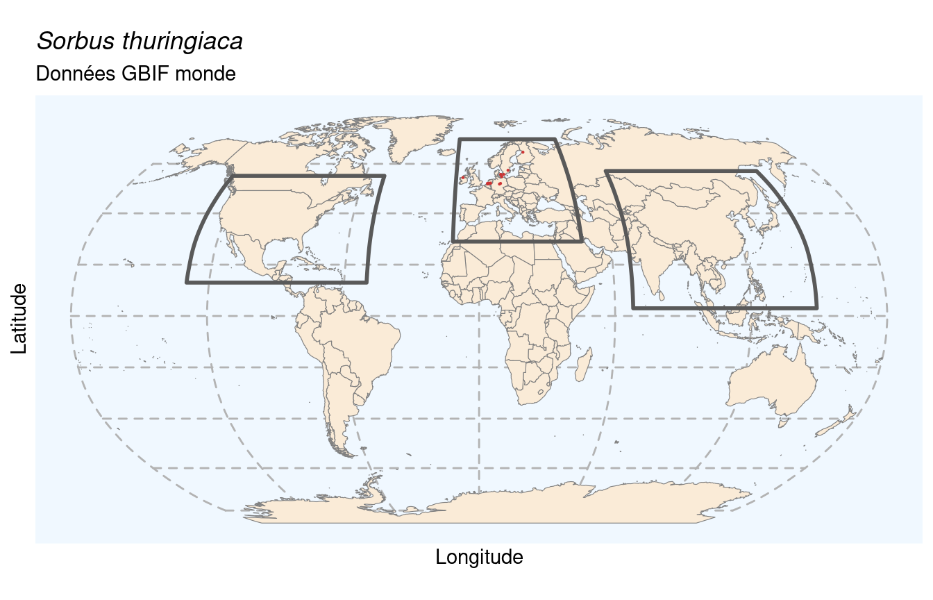 Occurrences de Sorbus thuringiaca dans le monde.