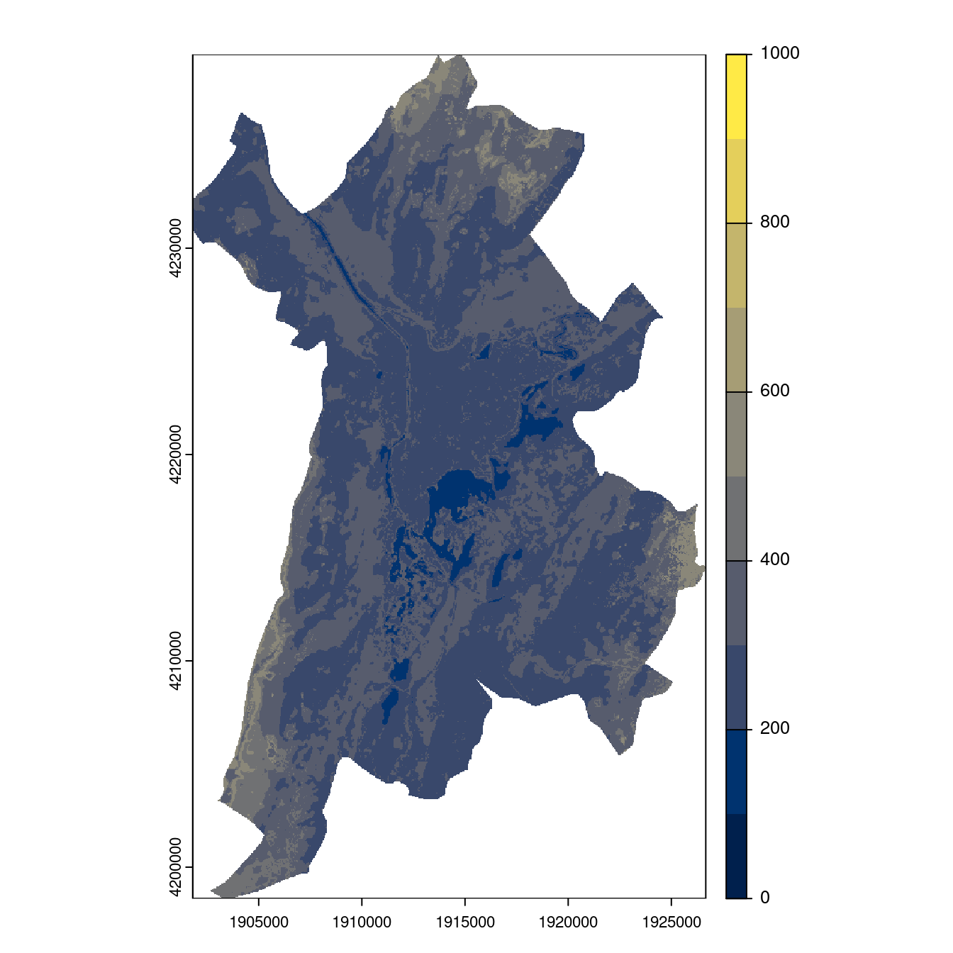 Projection des distributions potentielles contemporaine et futures jusqu'à l'horizon 2100 sous le scénario SSP5-8.5 (modèle d'ensemble, GCM IPSL).