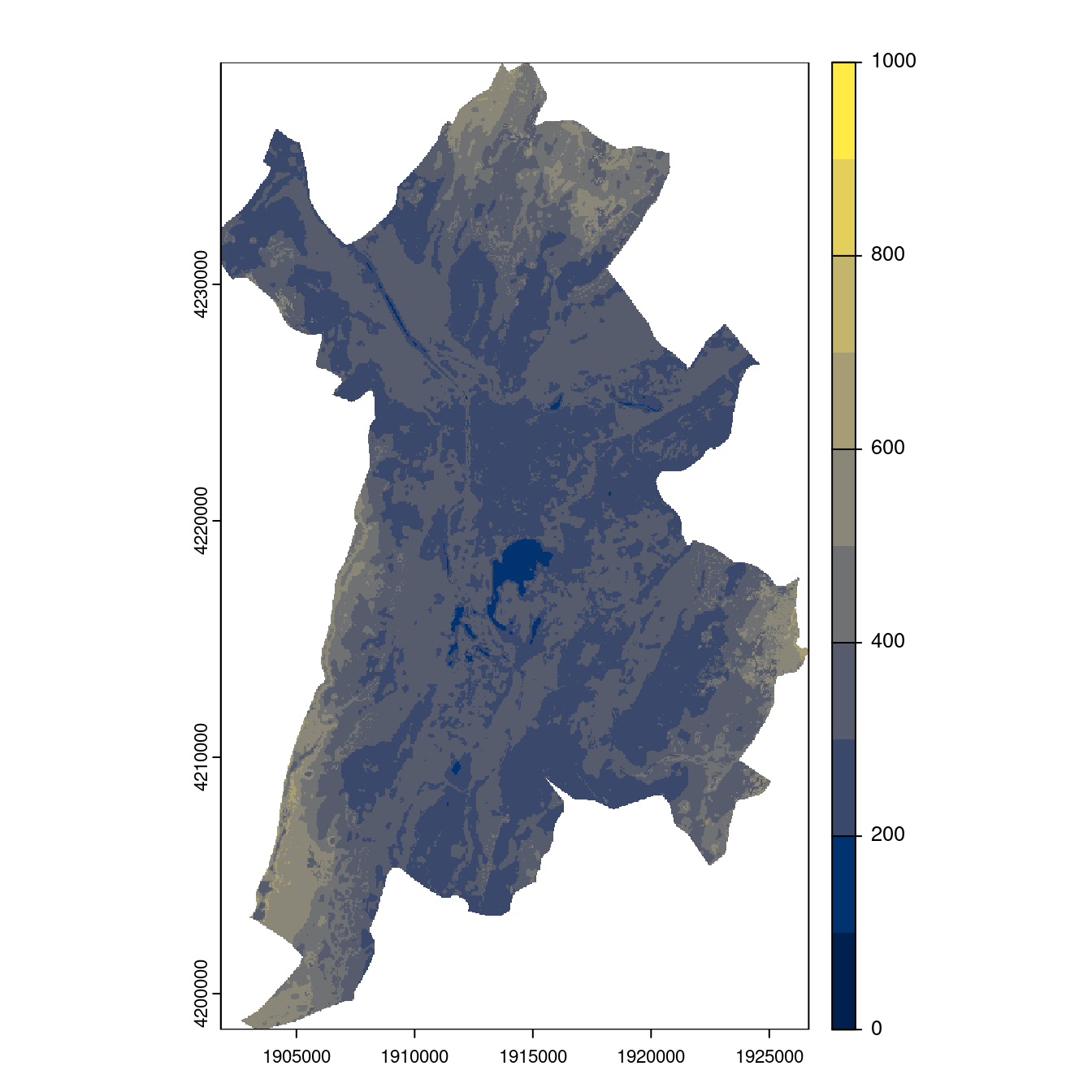 Projection des distributions potentielles contemporaine et futures jusqu'à l'horizon 2100 sous le scénario SSP5-8.5 (modèle d'ensemble, GCM IPSL).