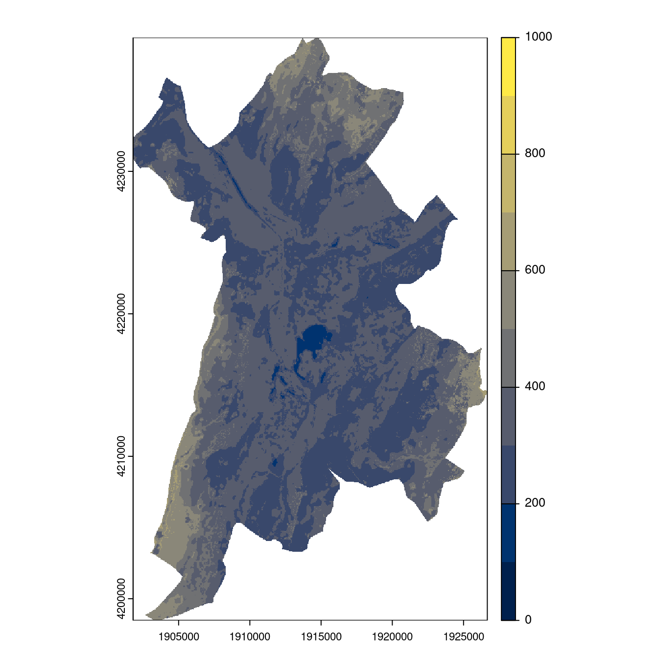 Projection des distributions potentielles contemporaine et futures jusqu'à l'horizon 2100 sous le scénario SSP5-8.5 (modèle d'ensemble, GCM IPSL).