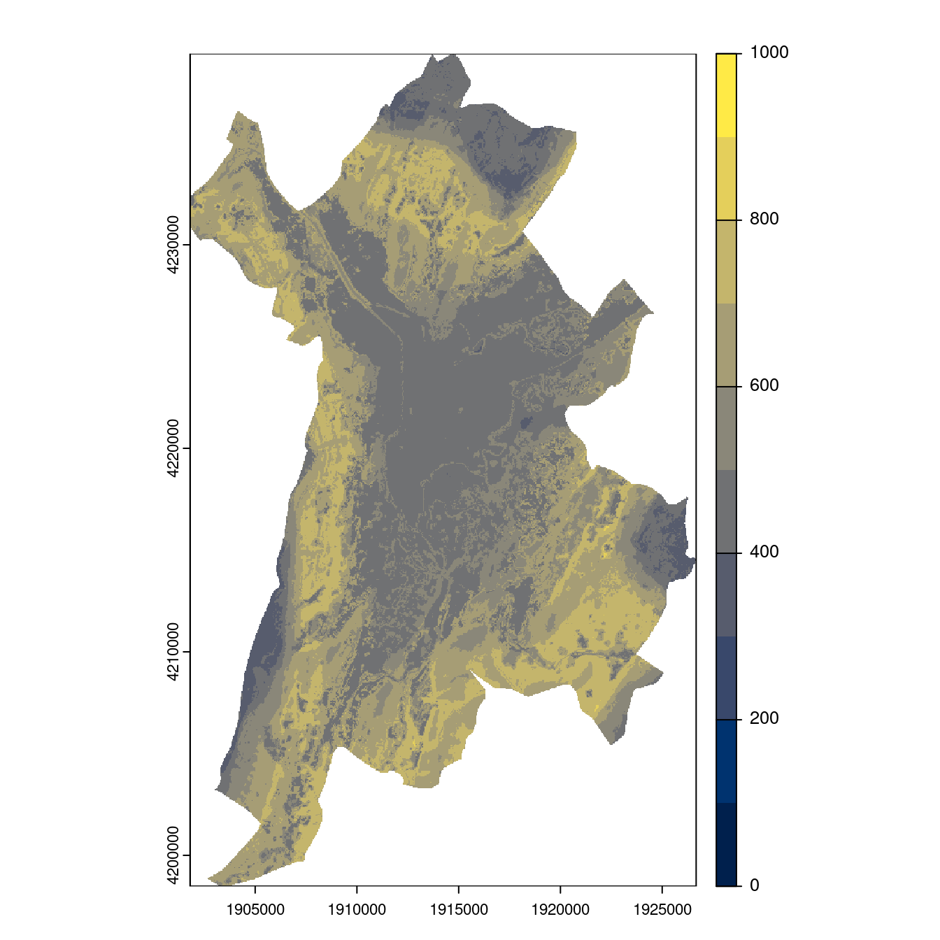 Projection des distributions potentielles contemporaine et futures jusqu'à l'horizon 2100 sous le scénario SSP5-8.5 (modèle d'ensemble, GCM IPSL).