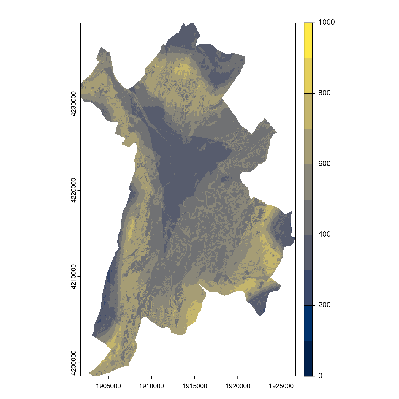 Projection des distributions potentielles contemporaine et futures jusqu'à l'horizon 2100 sous le scénario SSP5-8.5 (modèle d'ensemble, GCM IPSL).