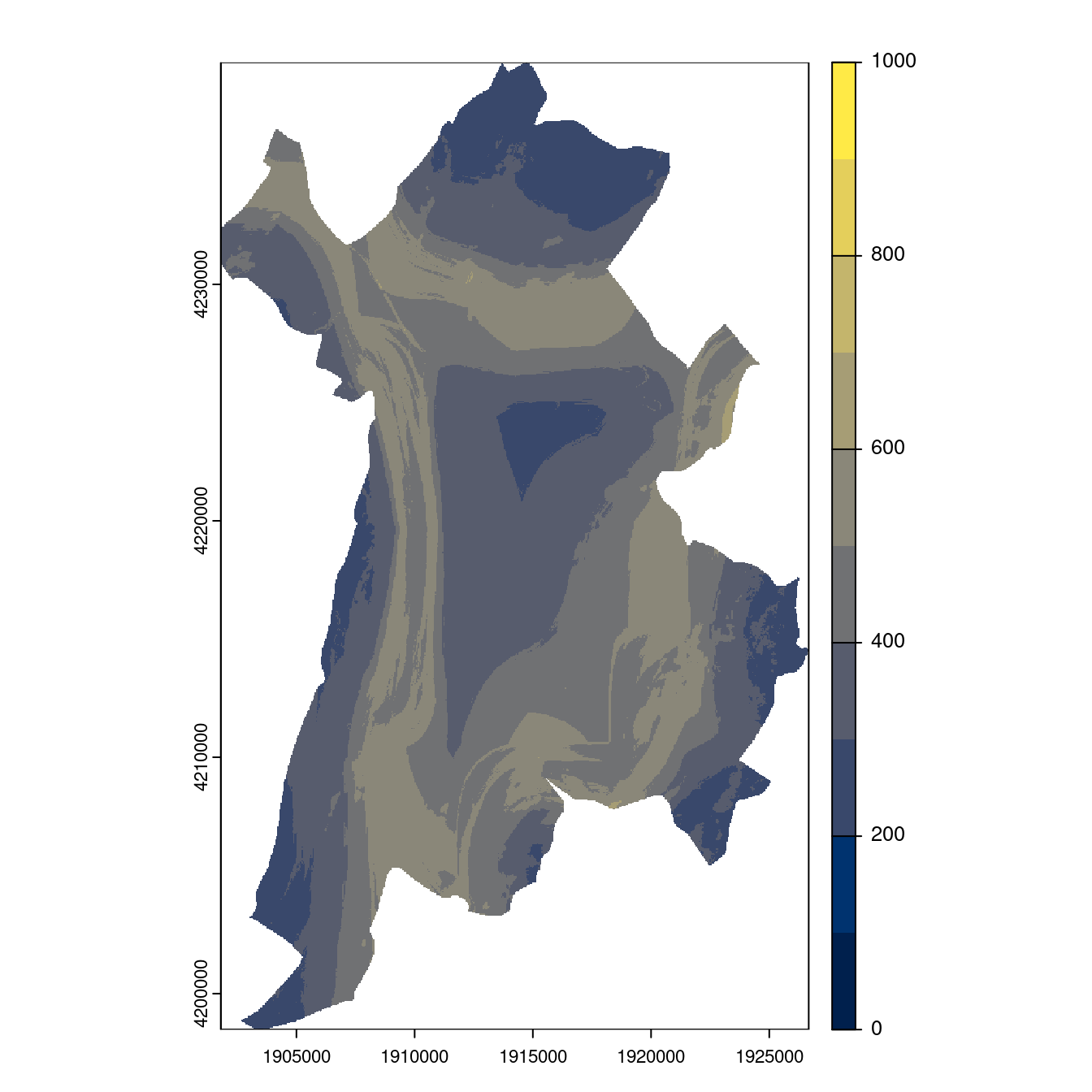 Projection des distributions potentielles contemporaine et futures jusqu'à l'horizon 2100 sous le scénario SSP5-8.5 (modèle d'ensemble, GCM IPSL).