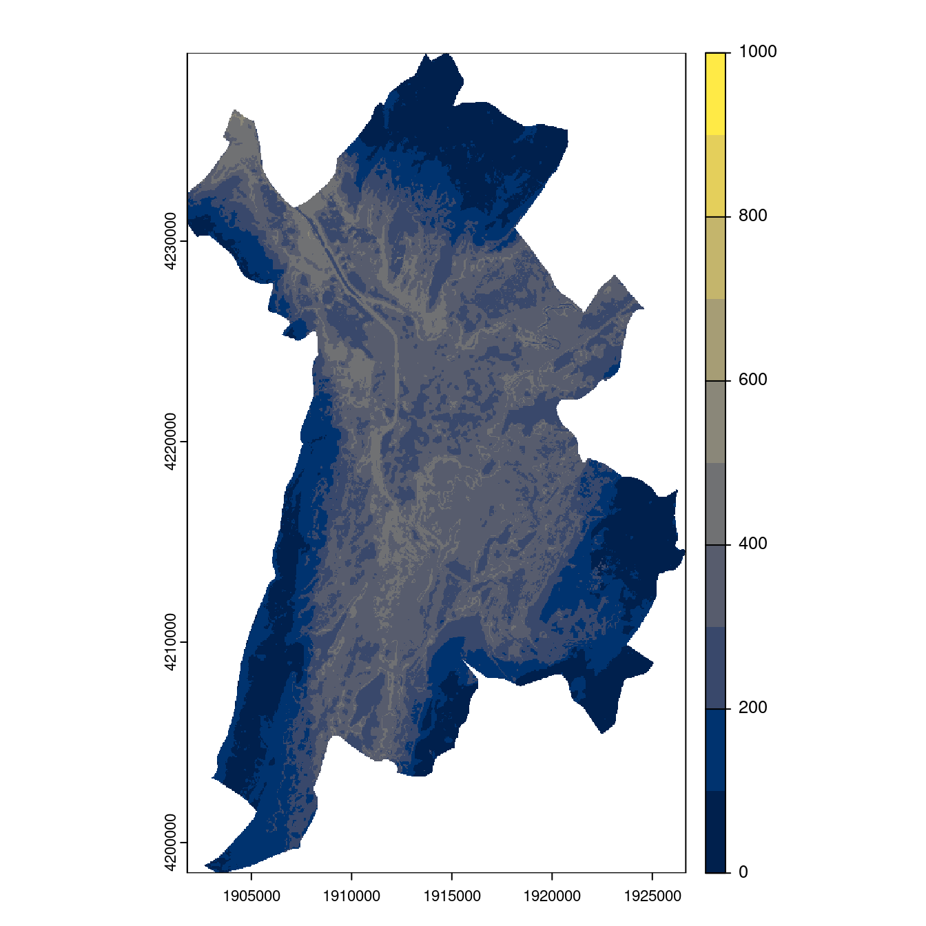 Projection des distributions potentielles contemporaine et futures jusqu'à l'horizon 2100 sous le scénario SSP5-8.5 (modèle d'ensemble, GCM IPSL).