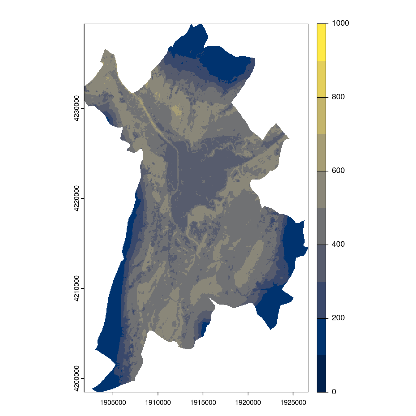 Projection des distributions potentielles contemporaine et futures jusqu'à l'horizon 2100 sous le scénario SSP5-8.5 (modèle d'ensemble, GCM IPSL).