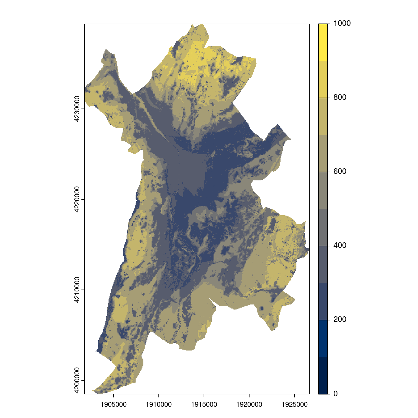Projection des distributions potentielles contemporaine et futures jusqu'à l'horizon 2100 sous le scénario SSP5-8.5 (modèle d'ensemble, GCM IPSL).
