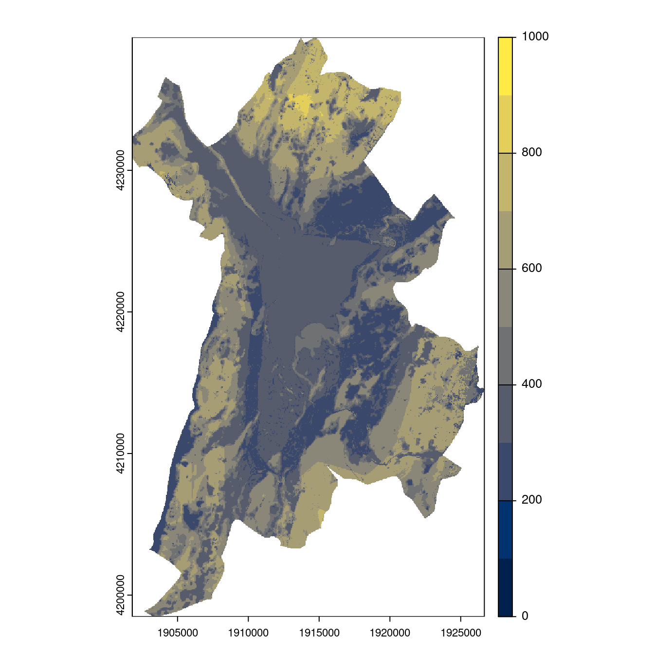 Projection des distributions potentielles contemporaine et futures jusqu'à l'horizon 2100 sous le scénario SSP5-8.5 (modèle d'ensemble, GCM IPSL).