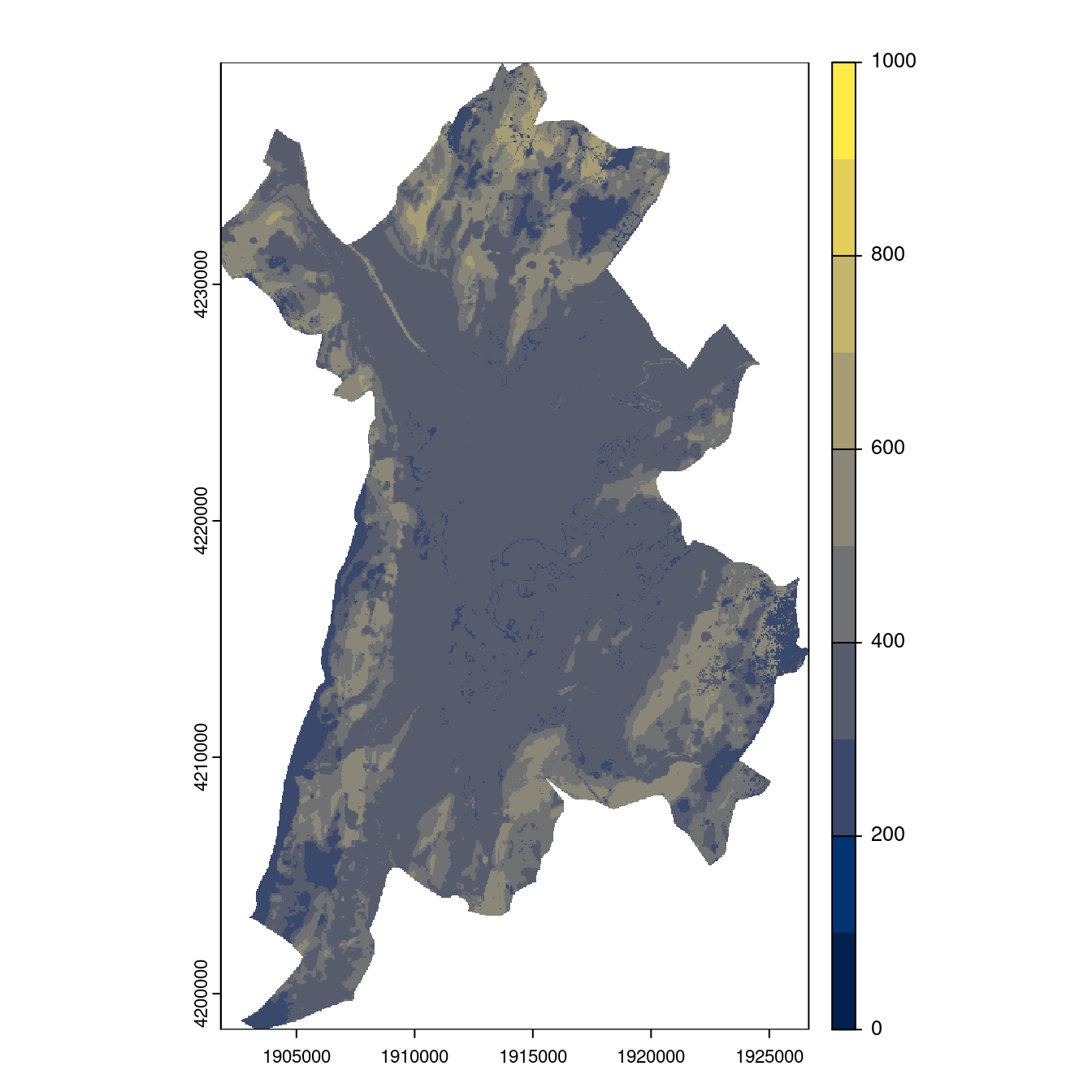 Projection des distributions potentielles contemporaine et futures jusqu'à l'horizon 2100 sous le scénario SSP5-8.5 (modèle d'ensemble, GCM IPSL).