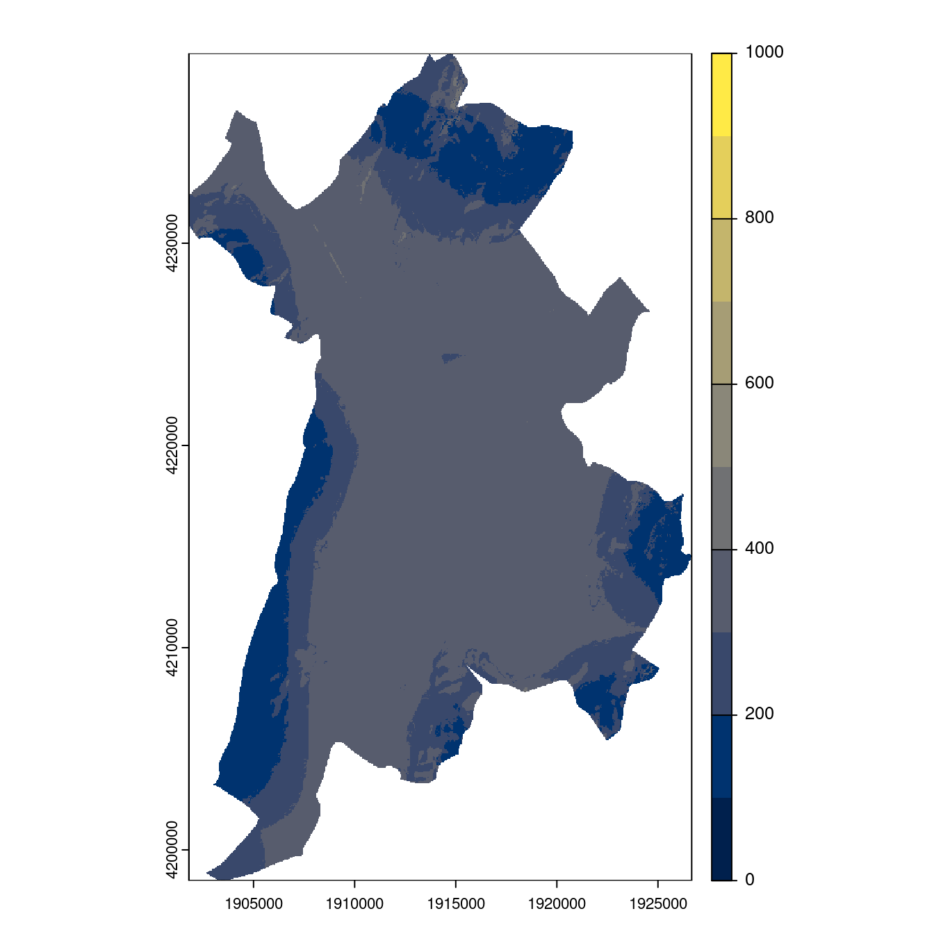 Projection des distributions potentielles contemporaine et futures jusqu'à l'horizon 2100 sous le scénario SSP5-8.5 (modèle d'ensemble, GCM IPSL).