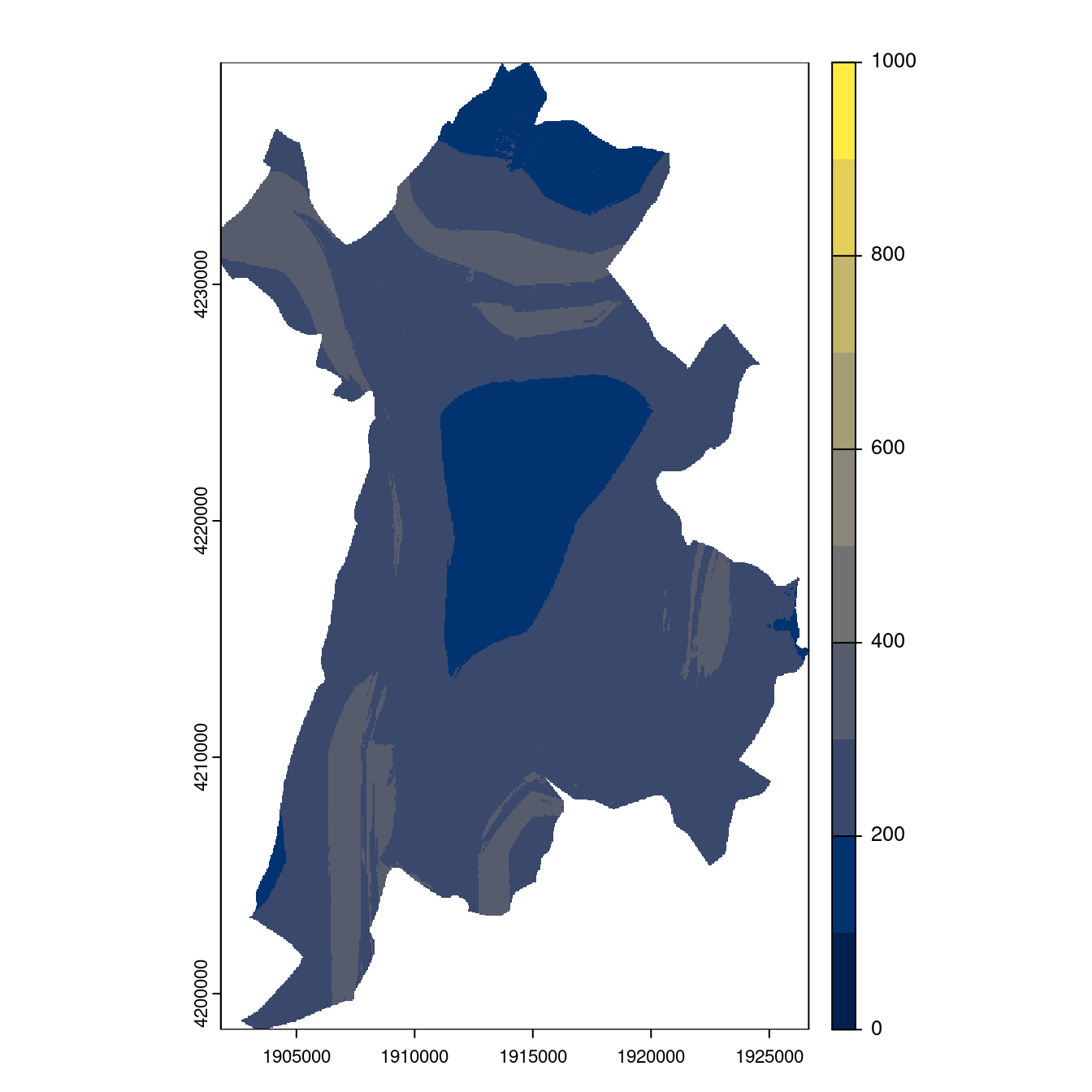 Projection des distributions potentielles contemporaine et futures jusqu'à l'horizon 2100 sous le scénario SSP5-8.5 (modèle d'ensemble, GCM IPSL).