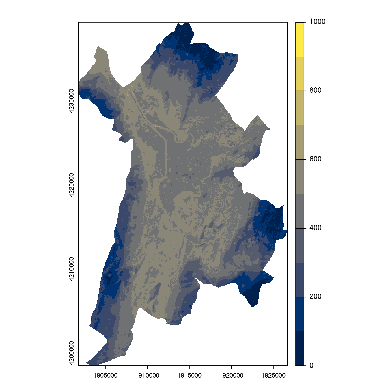 Projection des distributions potentielles contemporaine et futures jusqu'à l'horizon 2100 sous le scénario SSP5-8.5 (modèle d'ensemble, GCM IPSL).