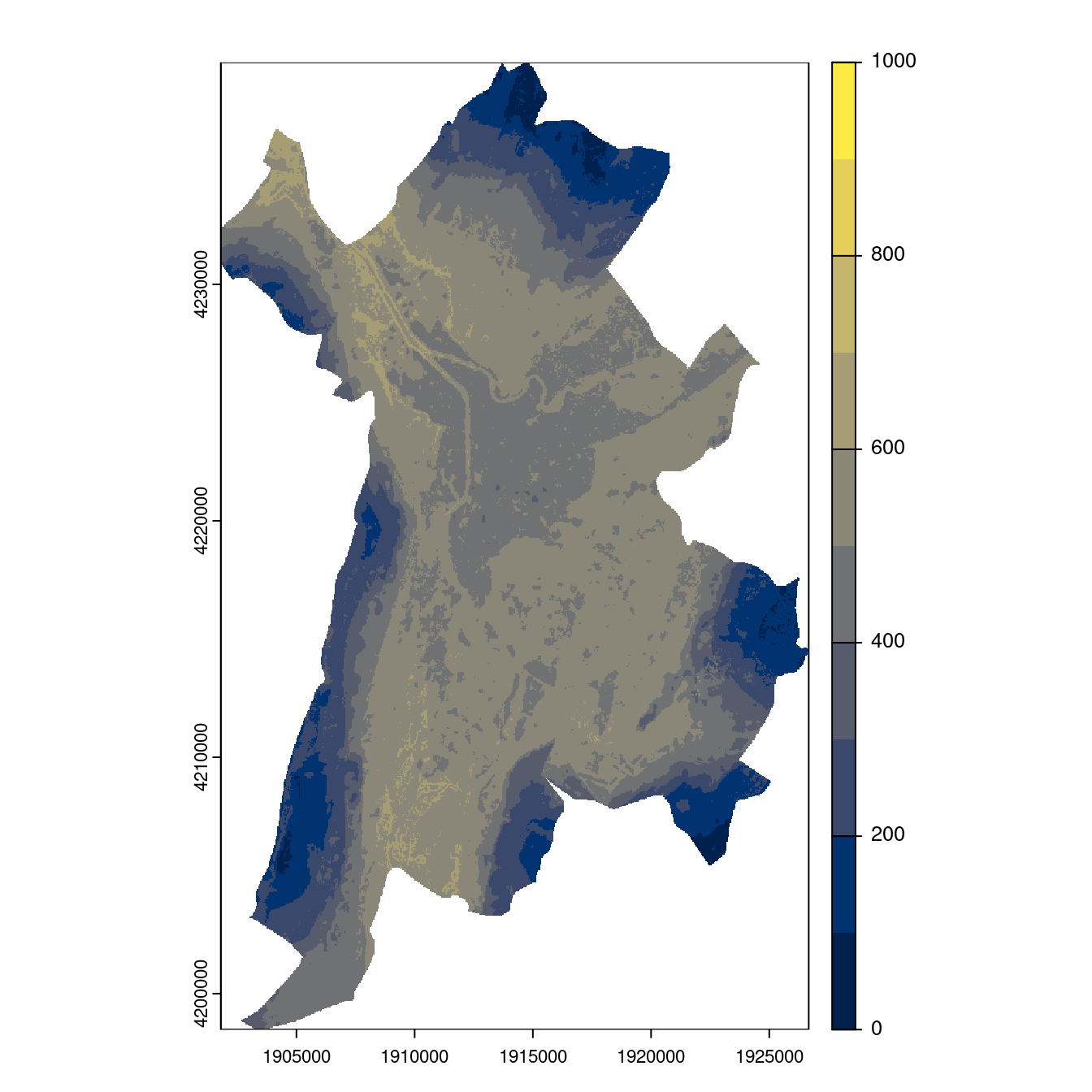 Projection des distributions potentielles contemporaine et futures jusqu'à l'horizon 2100 sous le scénario SSP5-8.5 (modèle d'ensemble, GCM IPSL).