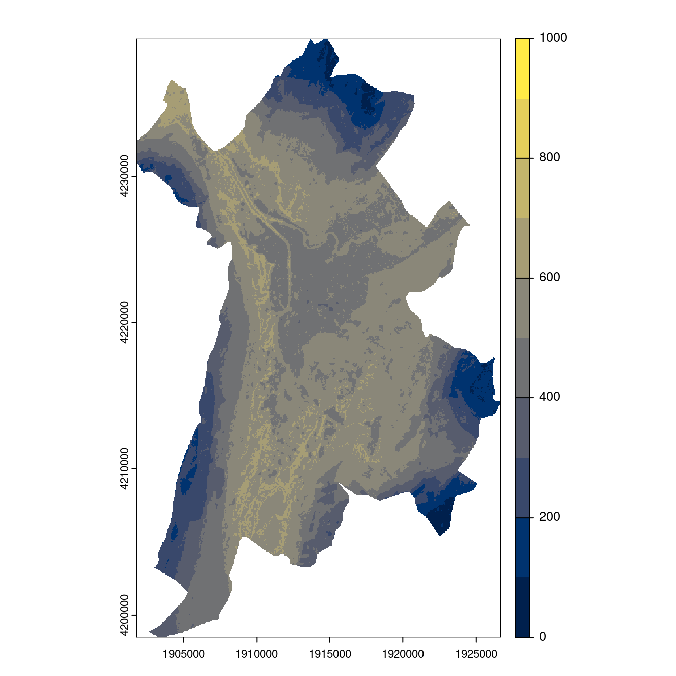 Projection des distributions potentielles contemporaine et futures jusqu'à l'horizon 2100 sous le scénario SSP5-8.5 (modèle d'ensemble, GCM IPSL).