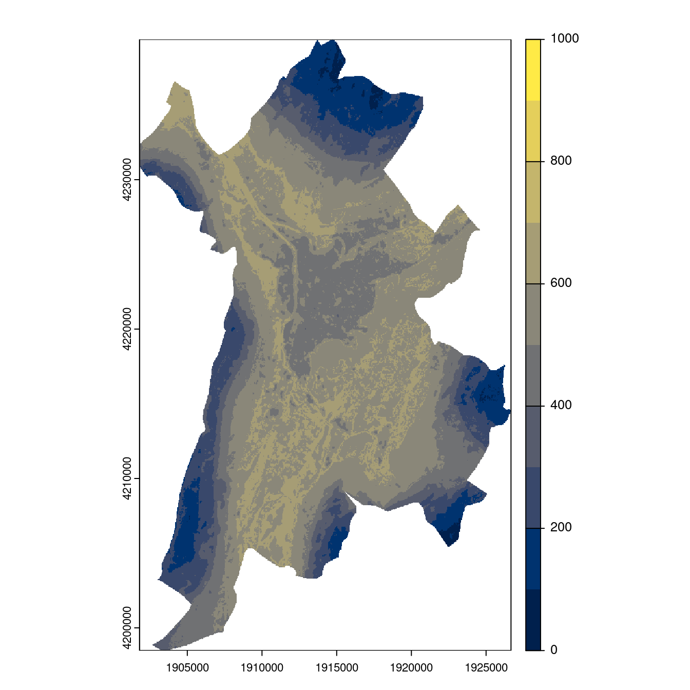 Projection des distributions potentielles contemporaine et futures jusqu'à l'horizon 2100 sous le scénario SSP5-8.5 (modèle d'ensemble, GCM IPSL).