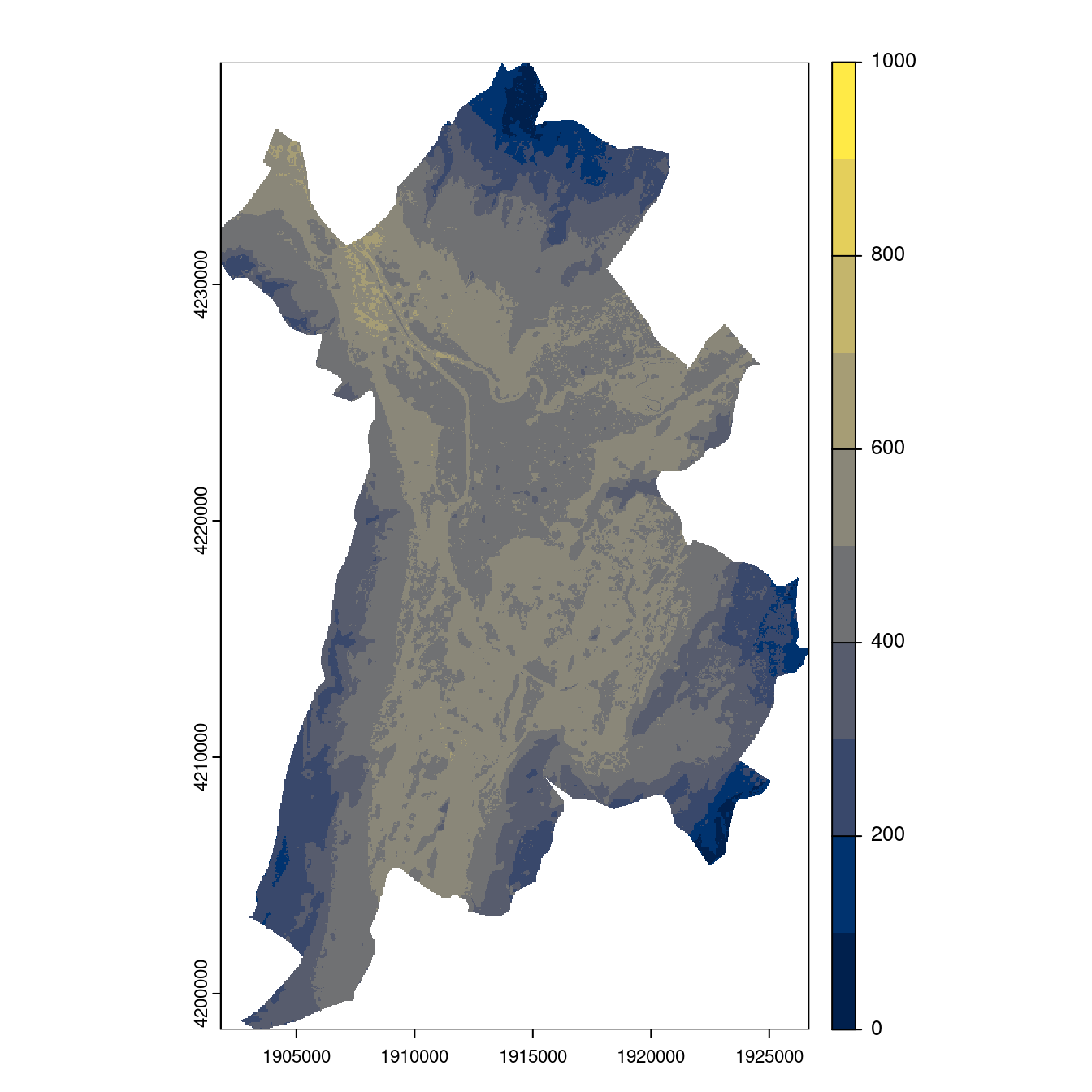 Projection des distributions potentielles contemporaine et futures jusqu'à l'horizon 2100 sous le scénario SSP5-8.5 (modèle d'ensemble, GCM IPSL).