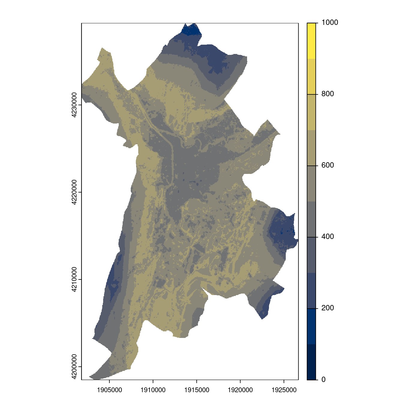 Projection des distributions potentielles contemporaine et futures jusqu'à l'horizon 2100 sous le scénario SSP5-8.5 (modèle d'ensemble, GCM IPSL).