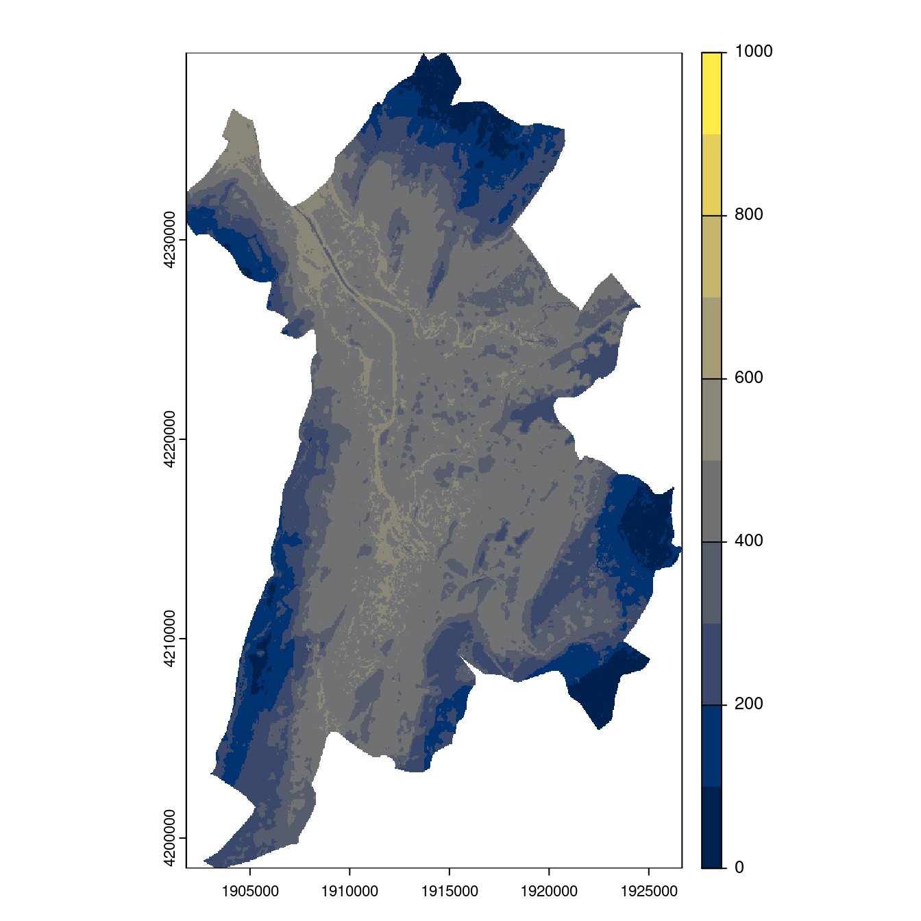 Projection des distributions potentielles contemporaine et futures jusqu'à l'horizon 2100 sous le scénario SSP5-8.5 (modèle d'ensemble, GCM IPSL).