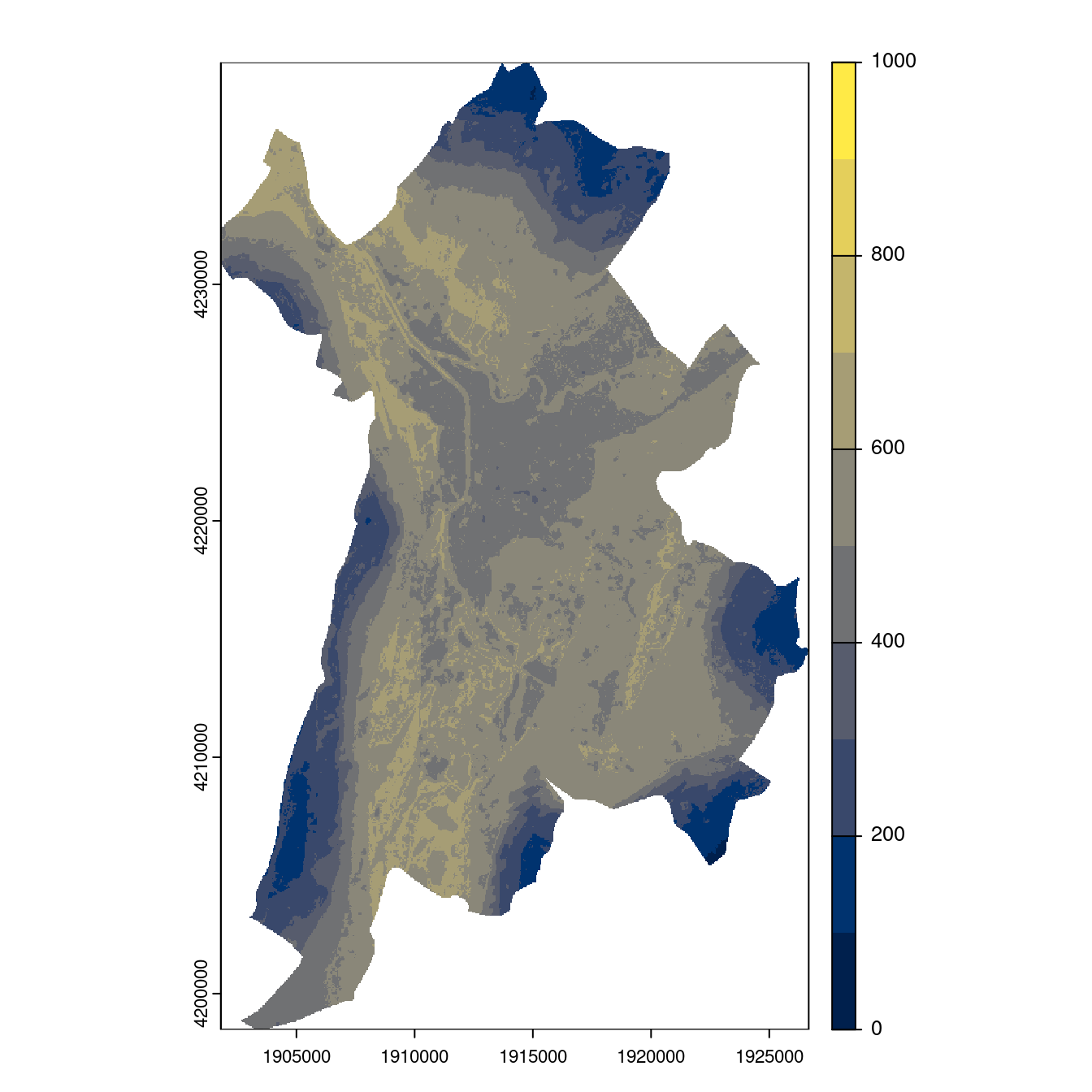 Projection des distributions potentielles contemporaine et futures jusqu'à l'horizon 2100 sous le scénario SSP5-8.5 (modèle d'ensemble, GCM IPSL).