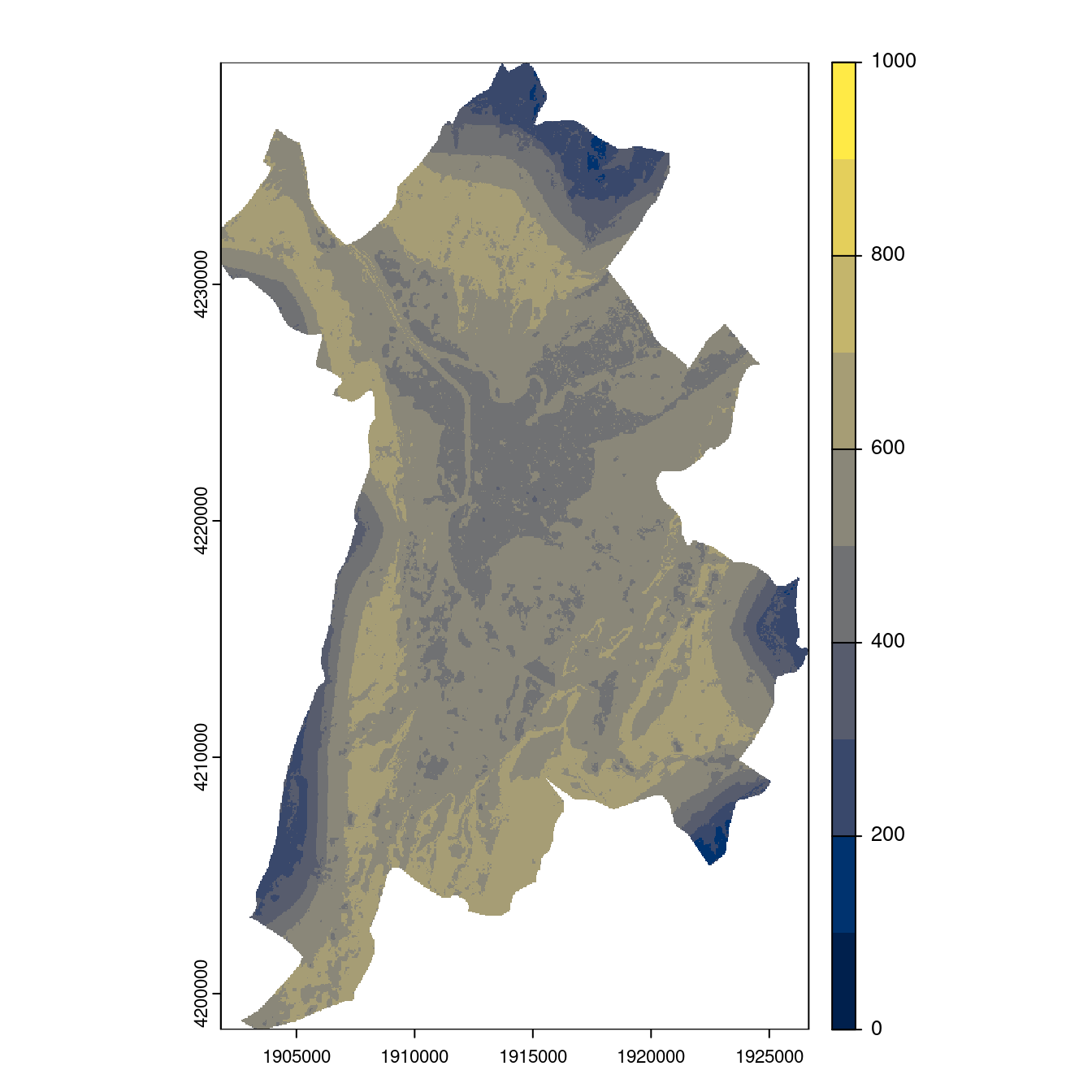 Projection des distributions potentielles contemporaine et futures jusqu'à l'horizon 2100 sous le scénario SSP5-8.5 (modèle d'ensemble, GCM IPSL).