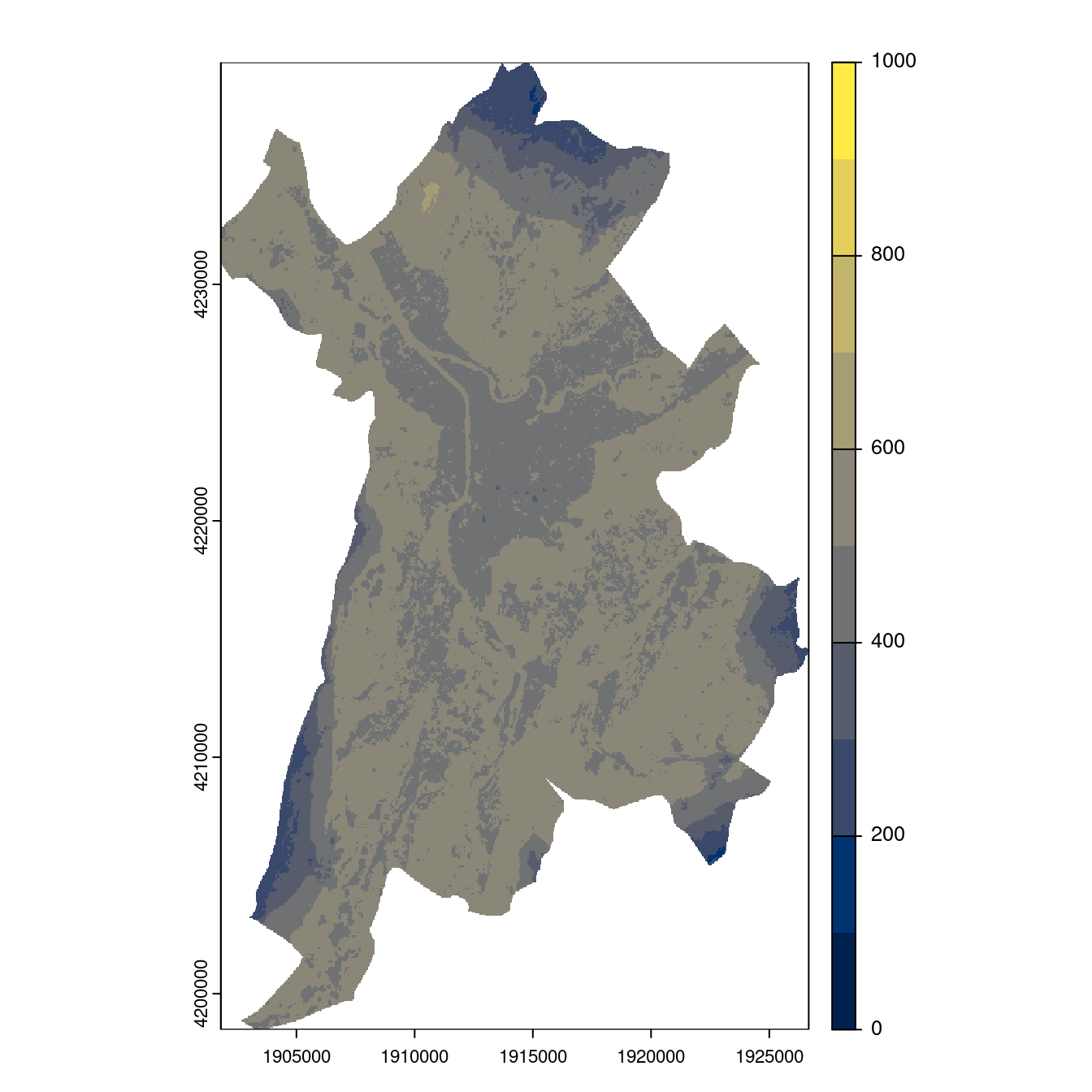 Projection des distributions potentielles contemporaine et futures jusqu'à l'horizon 2100 sous le scénario SSP5-8.5 (modèle d'ensemble, GCM IPSL).