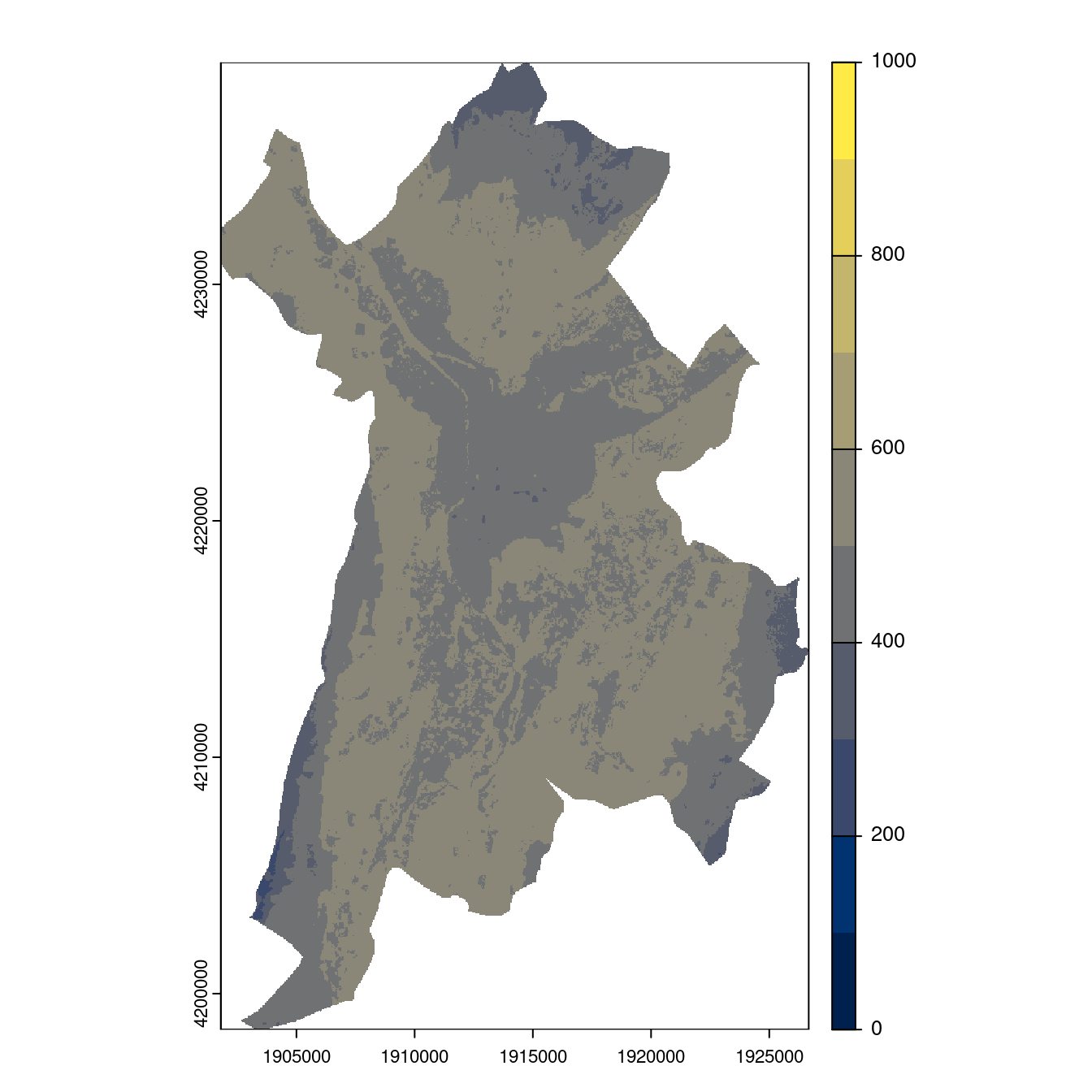 Projection des distributions potentielles contemporaine et futures jusqu'à l'horizon 2100 sous le scénario SSP5-8.5 (modèle d'ensemble, GCM IPSL).
