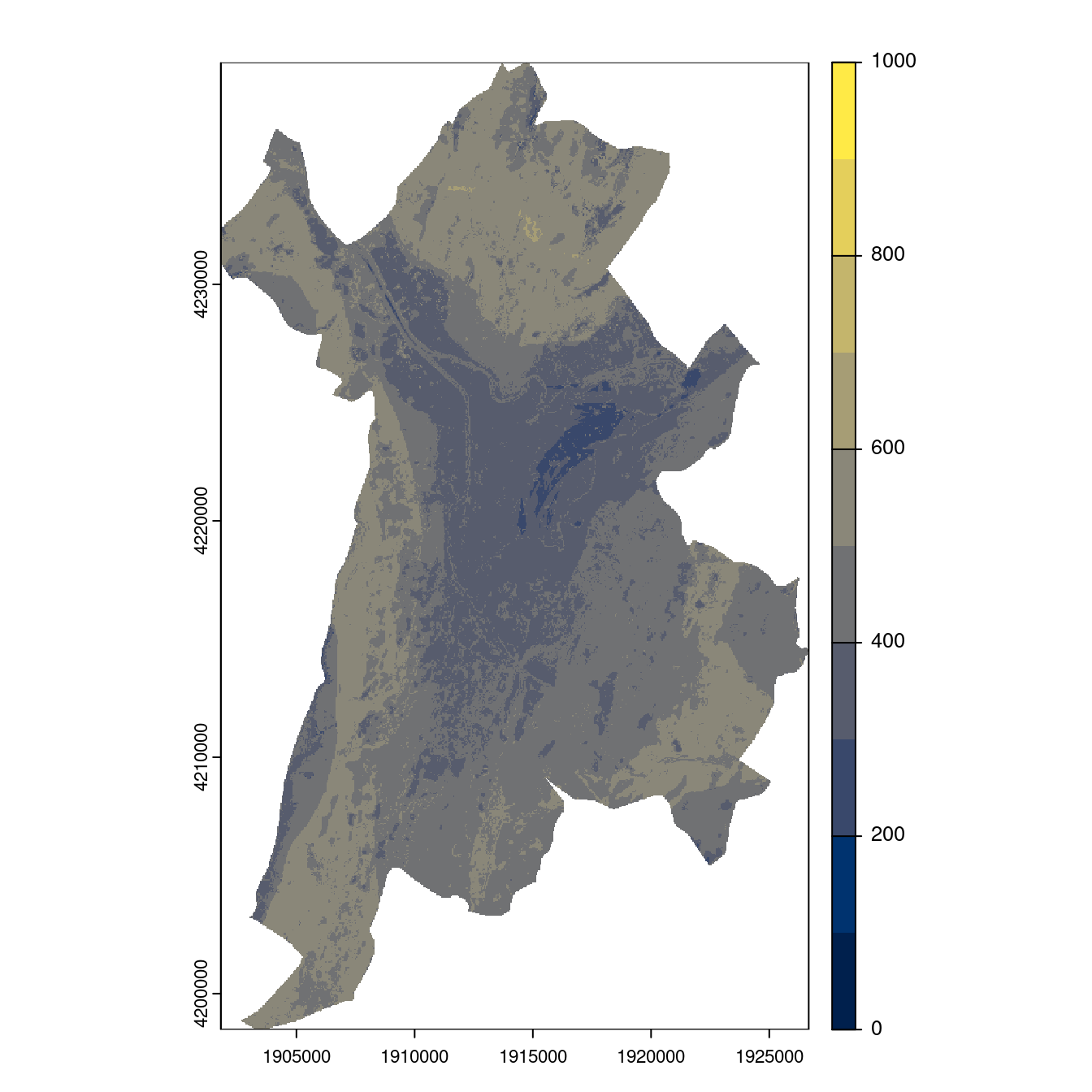 Projection des distributions potentielles contemporaine et futures jusqu'à l'horizon 2100 sous le scénario SSP5-8.5 (modèle d'ensemble, GCM IPSL).
